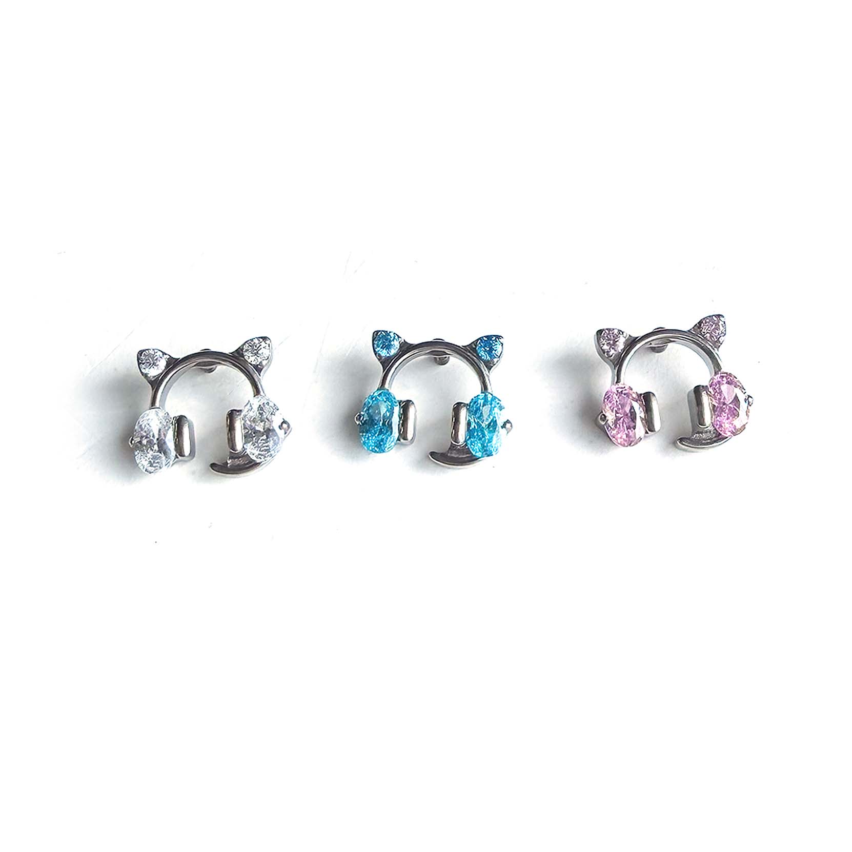F136 Titanium E-Gamer Cat Ear Stud Helix Cartilage Piercing