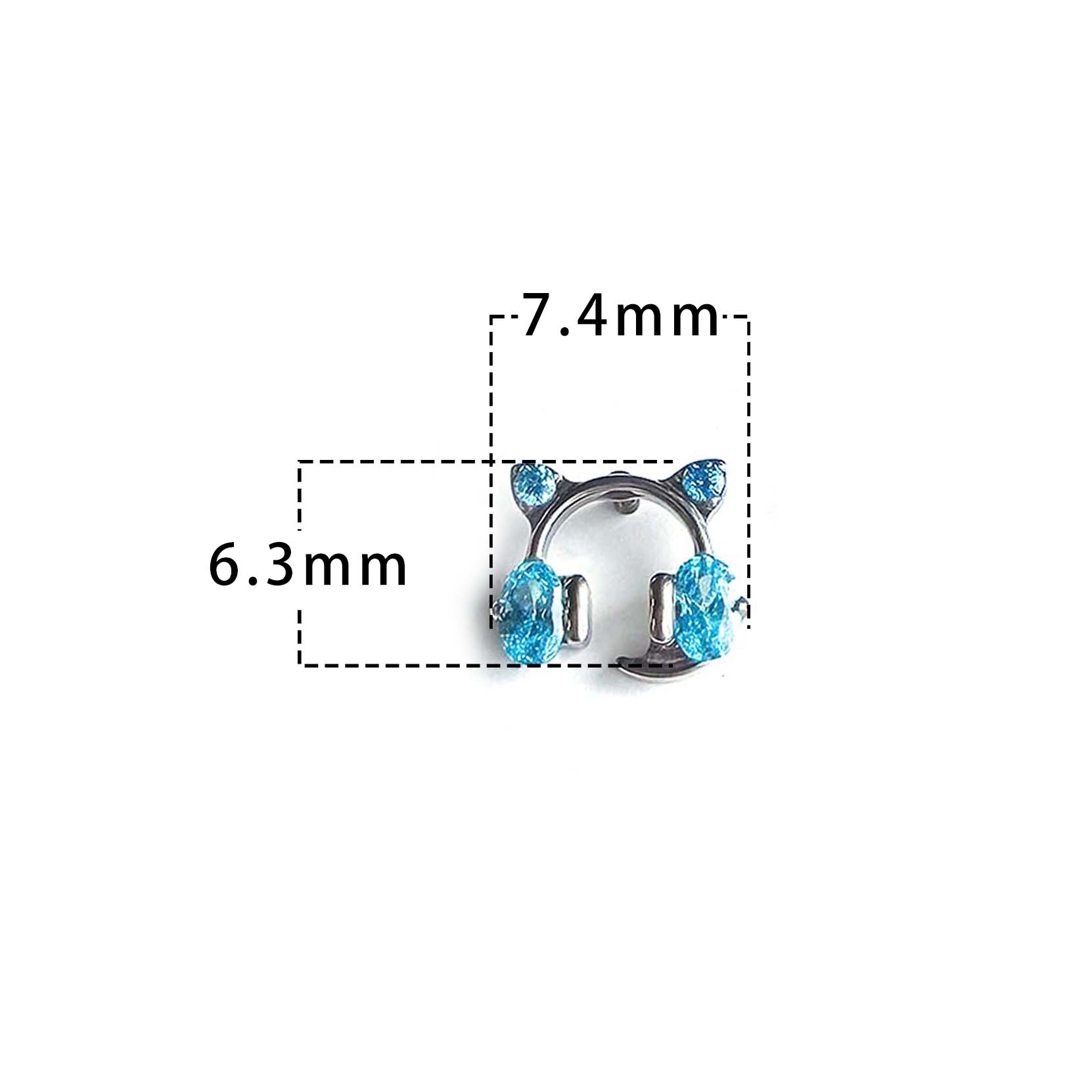 F136 Titanium E-Gamer Cat Ear Stud Helix Cartilage Piercing