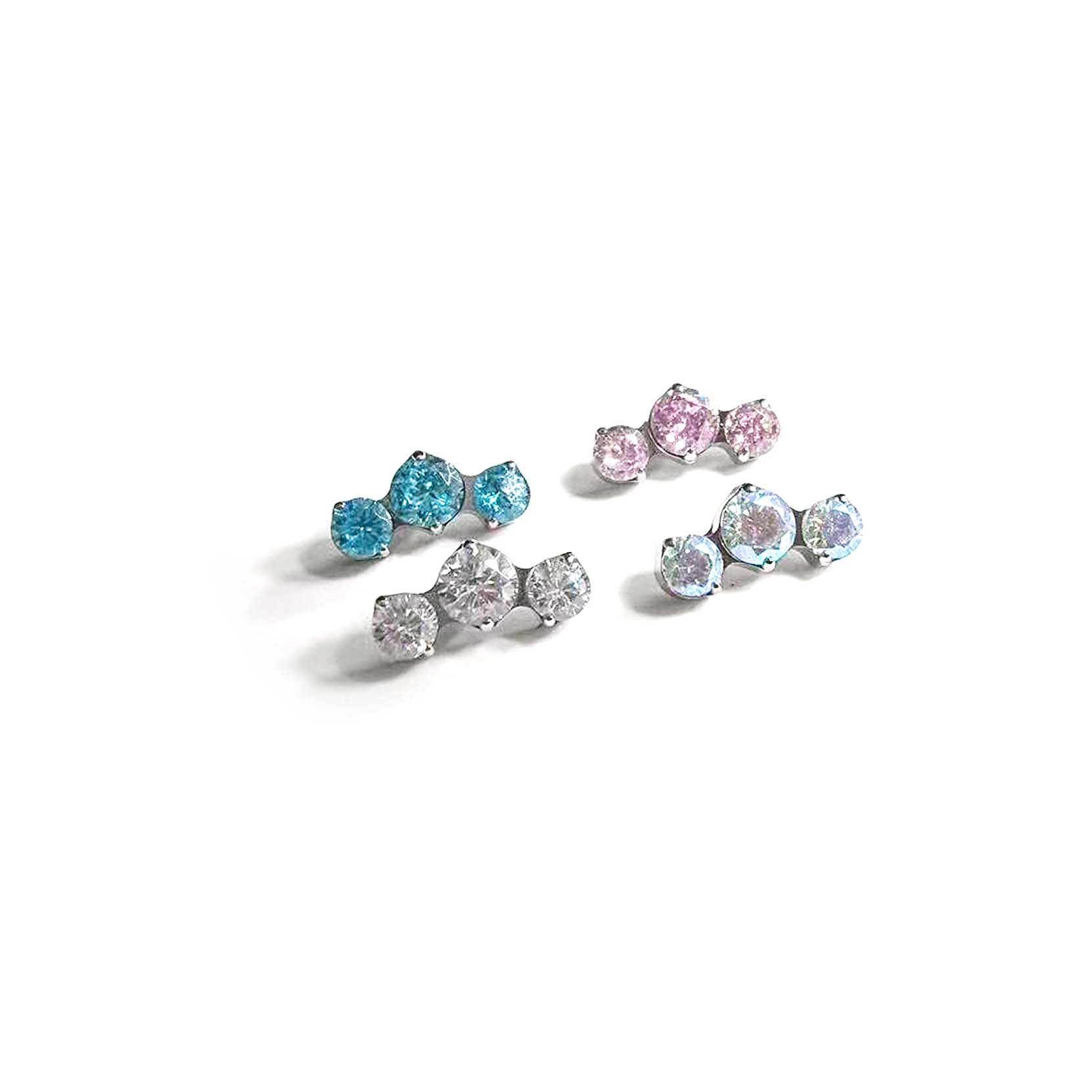F136 Titanium Triple Stone Ear Stud Helix Cartilage Piercing
