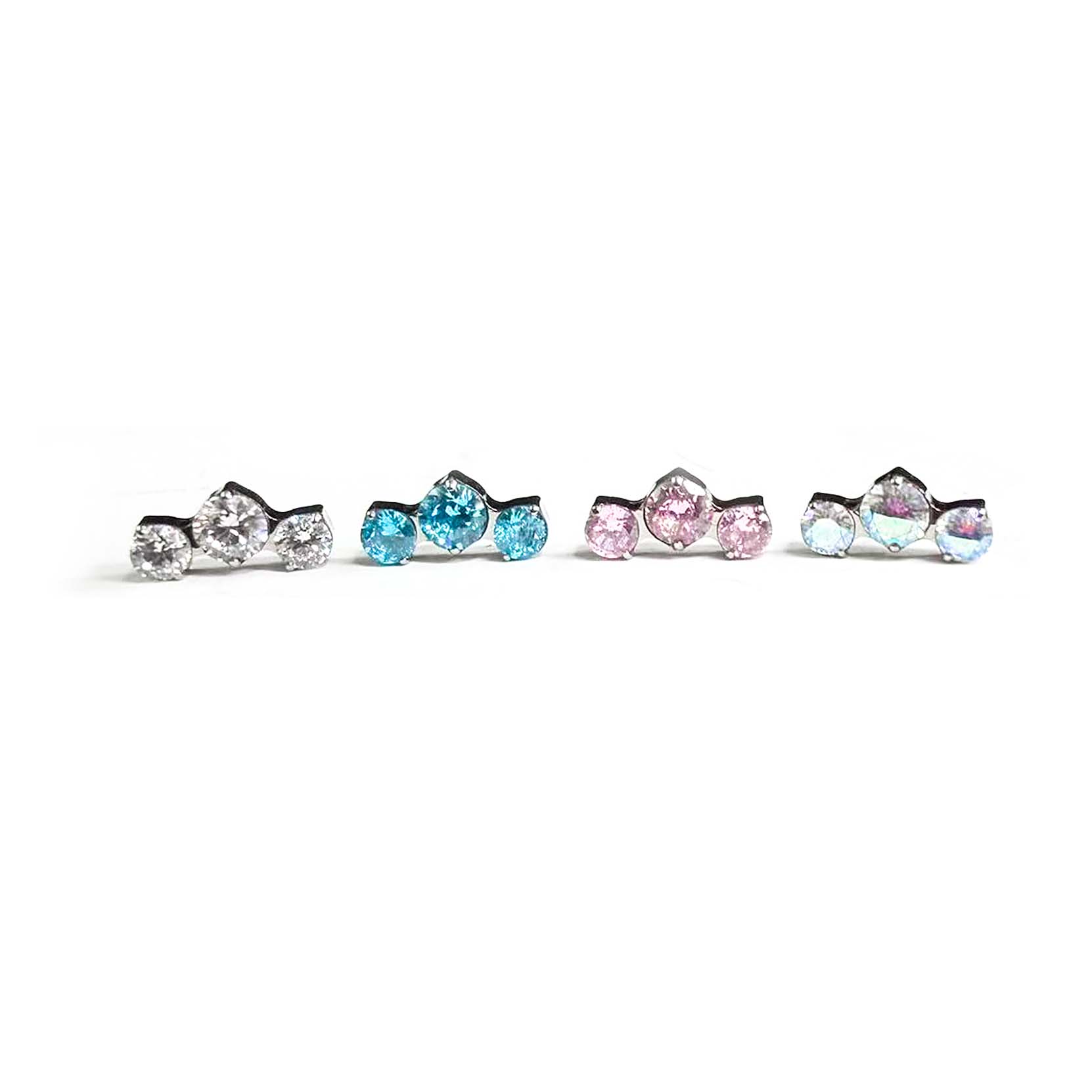 F136 Titanium Triple Stone Ear Stud Helix Cartilage Piercing