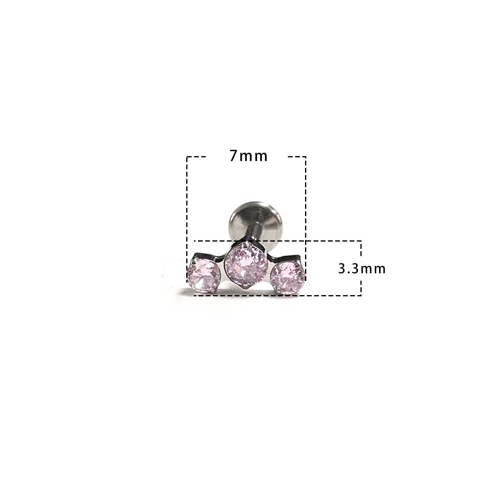 F136 Titanium Triple Stone Ear Stud Helix Cartilage Piercing