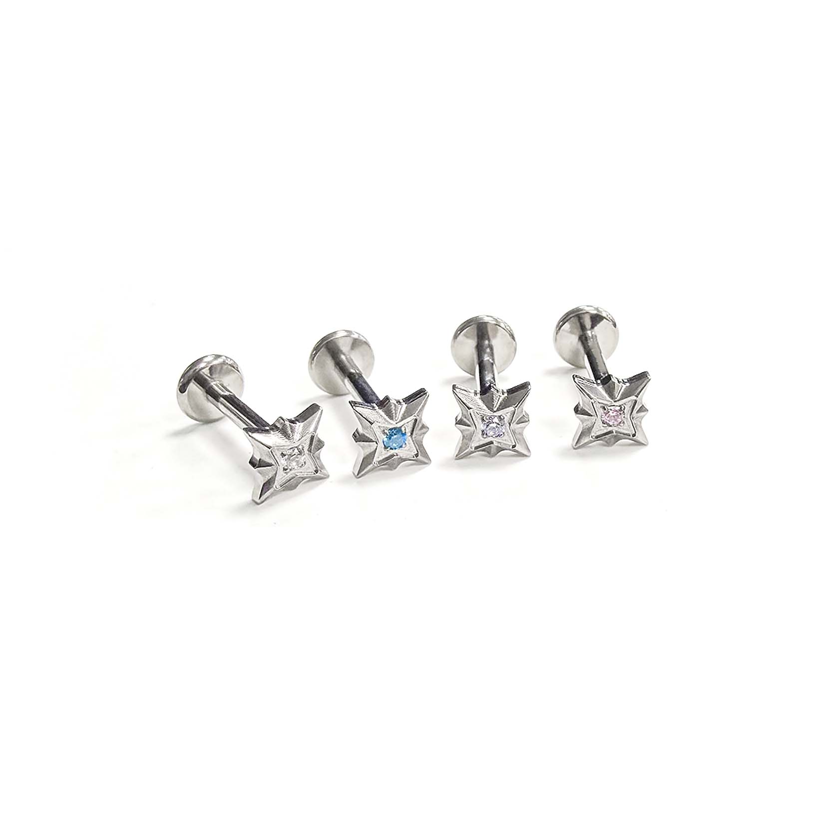 F136 Titanium Ray Star Ear Stud Helix Cartilage Piercing