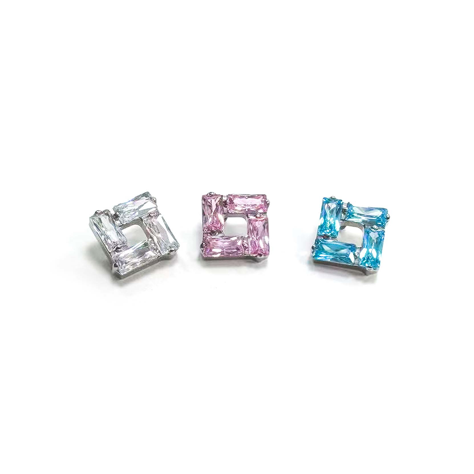 F136 Titanium Square 4-CZ Ear Stud Helix Cartilage Piercing