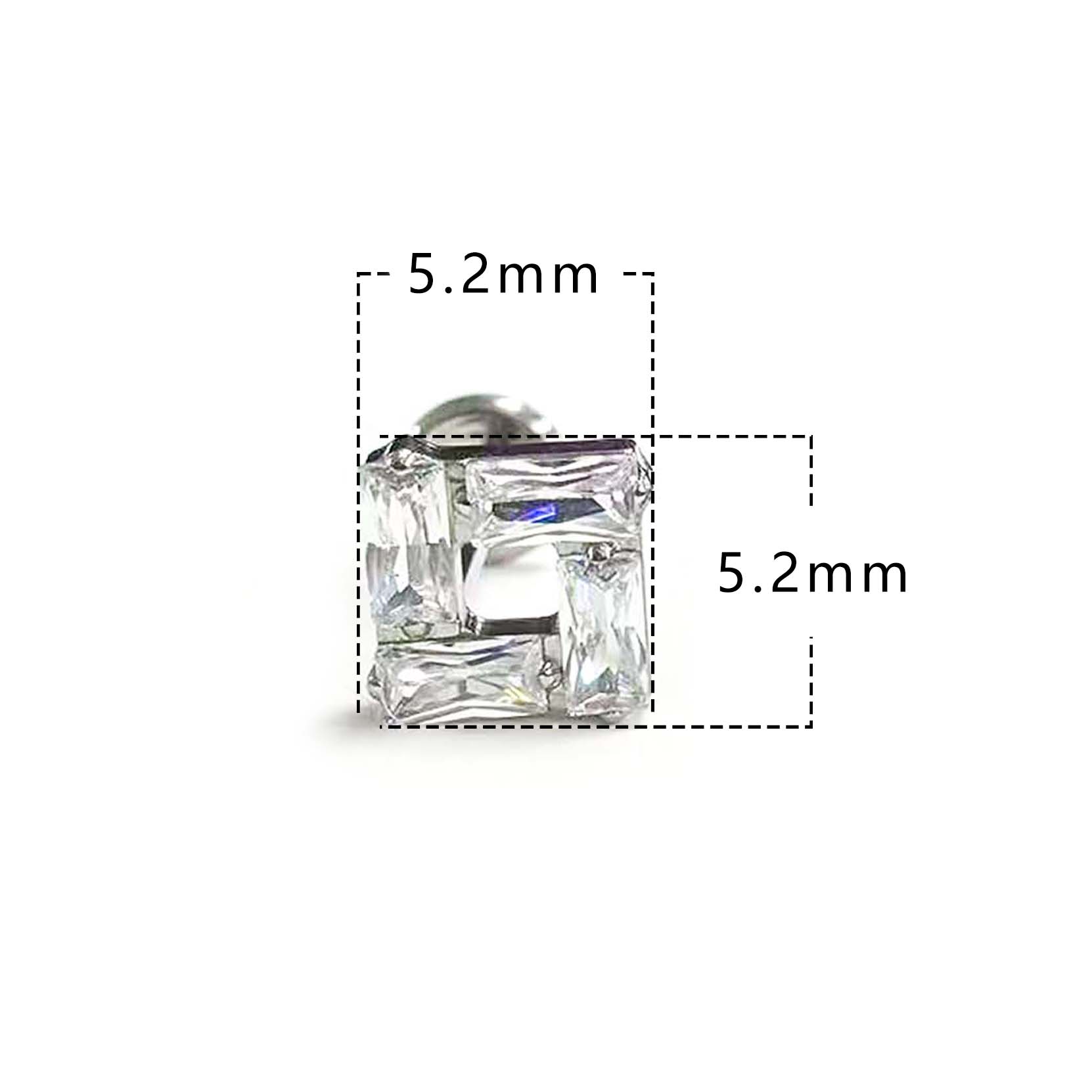 F136 Titanium Square 4-CZ Ear Stud Helix Cartilage Piercing