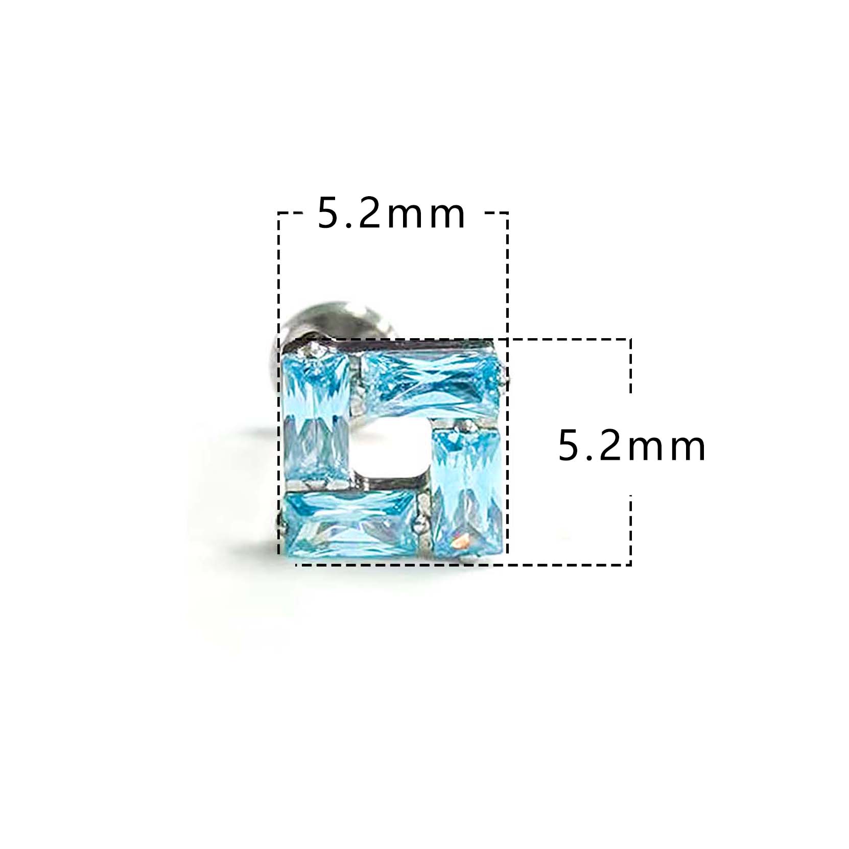 F136 Titanium Square 4-CZ Ear Stud Helix Cartilage Piercing