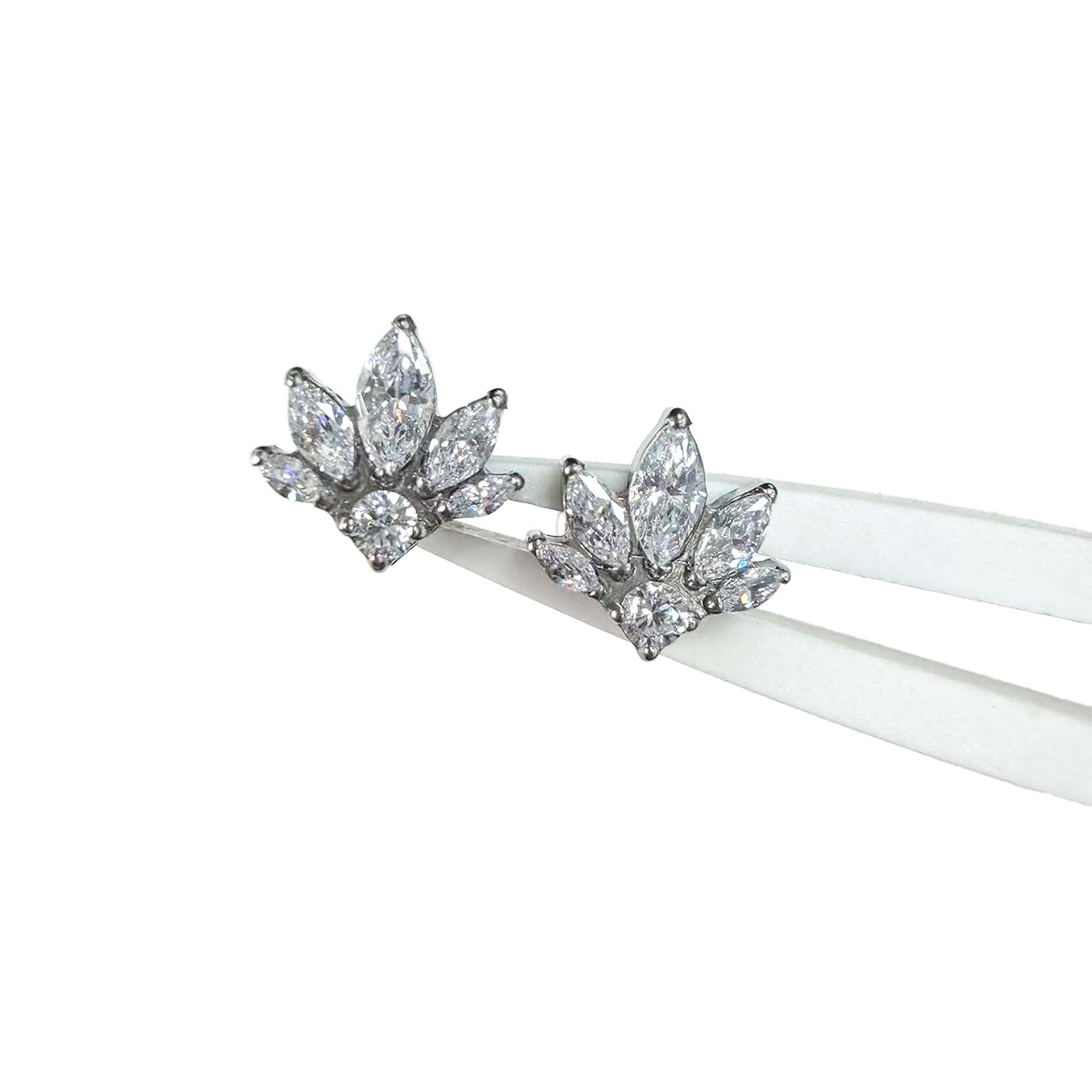 F136 Titanium Marquise & Round CZ Ear Stud Helix Cartilage Piercing