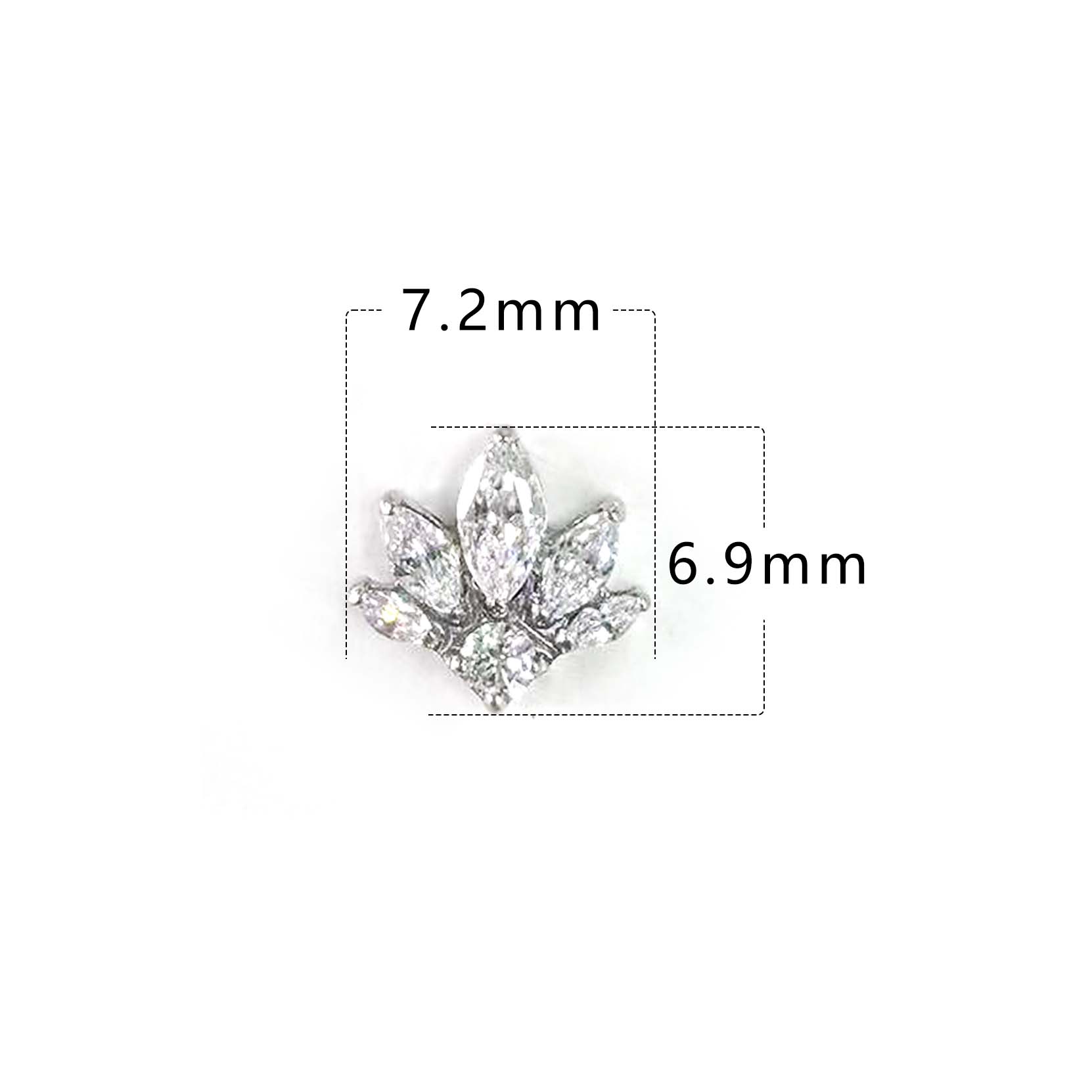 F136 Titanium Marquise & Round CZ Ear Stud Helix Cartilage Piercing