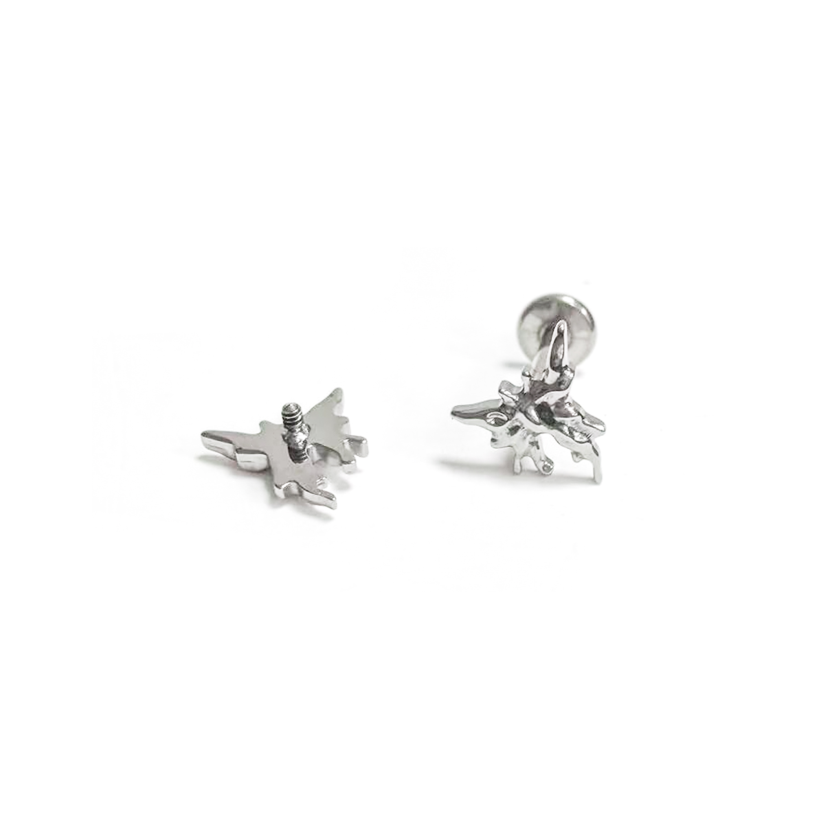 F136 Titanium Fluid Butterfly Ear Stud Helix Cartilage Piercing
