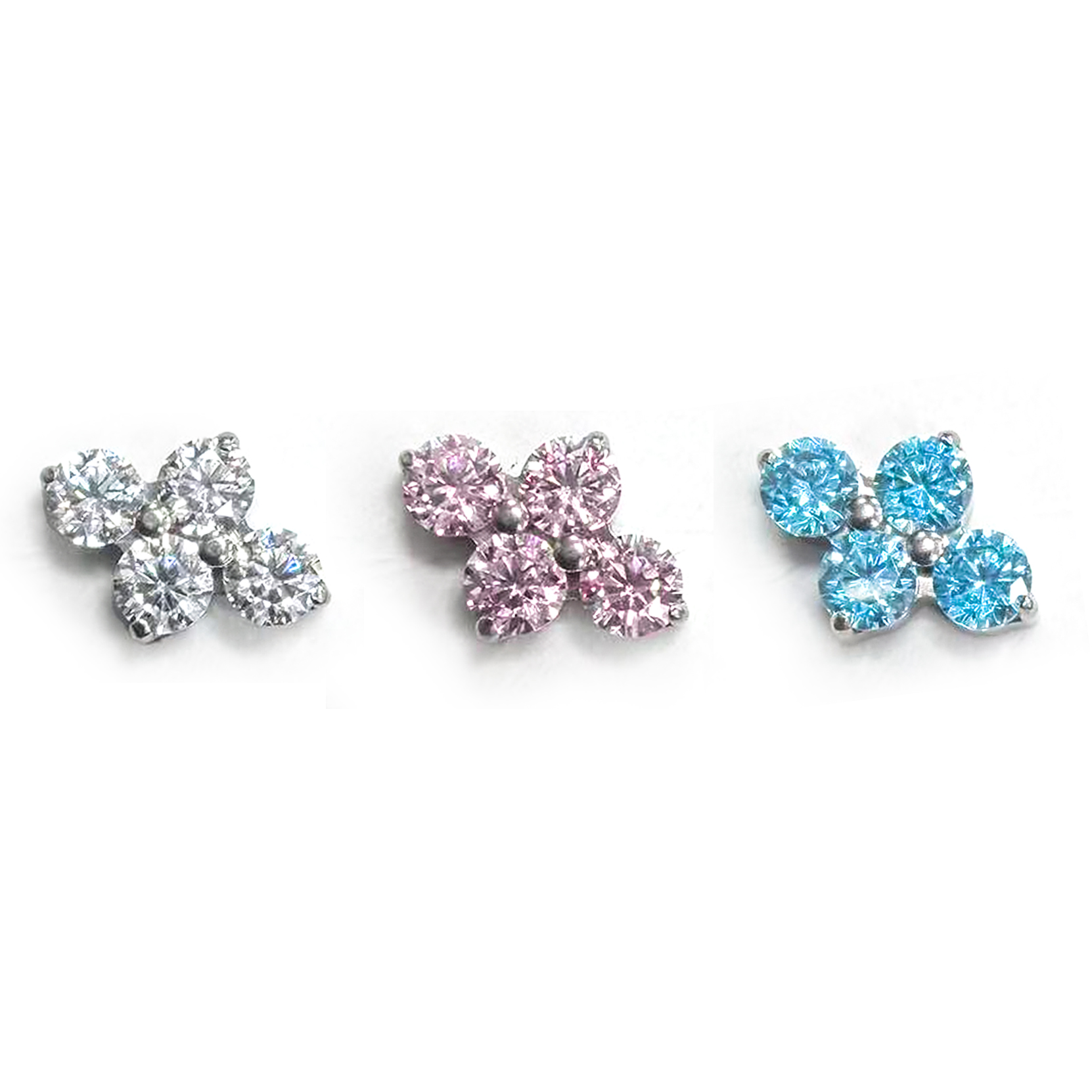 F136 Titanium Round CZ Clover Ear Stud Helix Cartilage Piercing