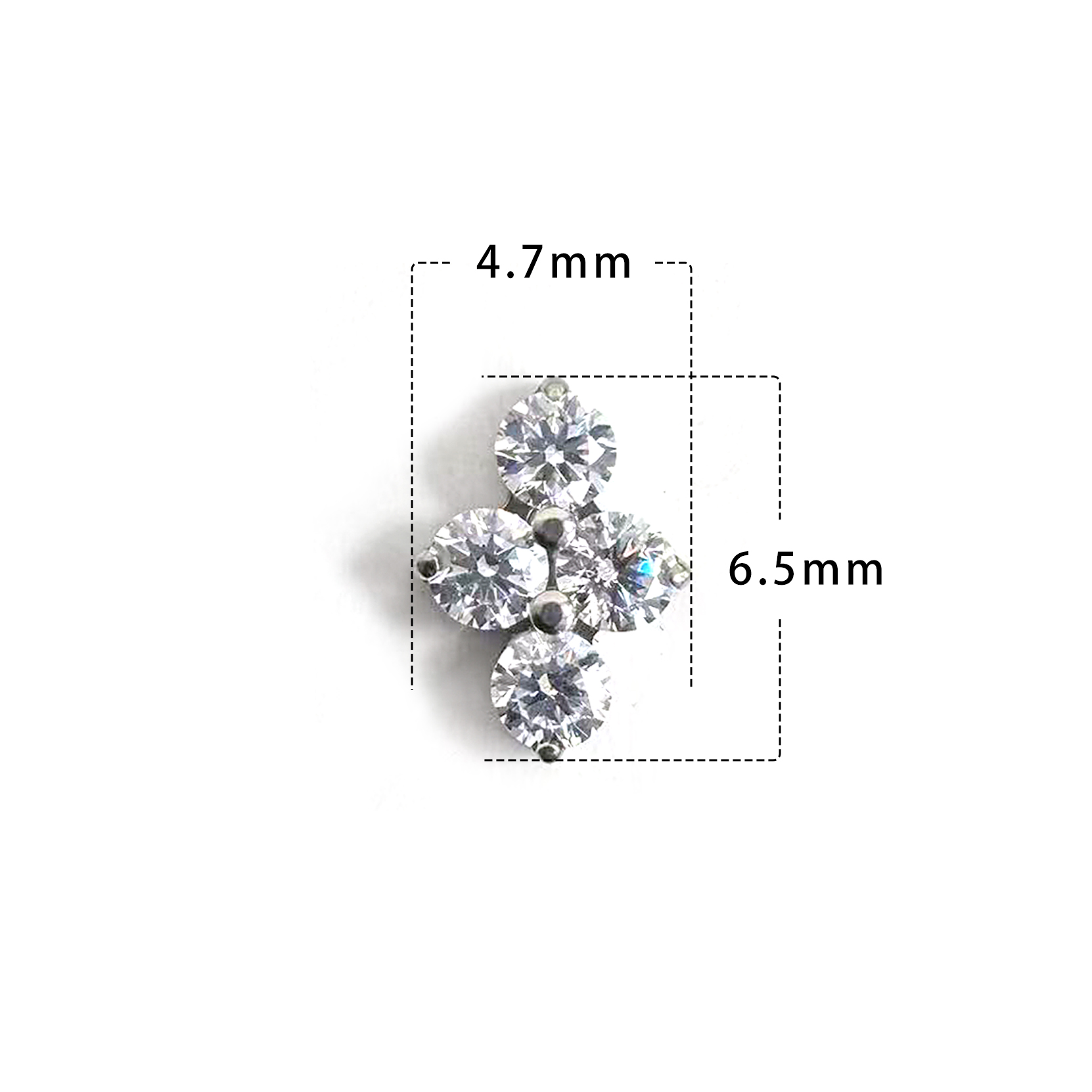 F136 Titanium Round CZ Clover Ear Stud Helix Cartilage Piercing