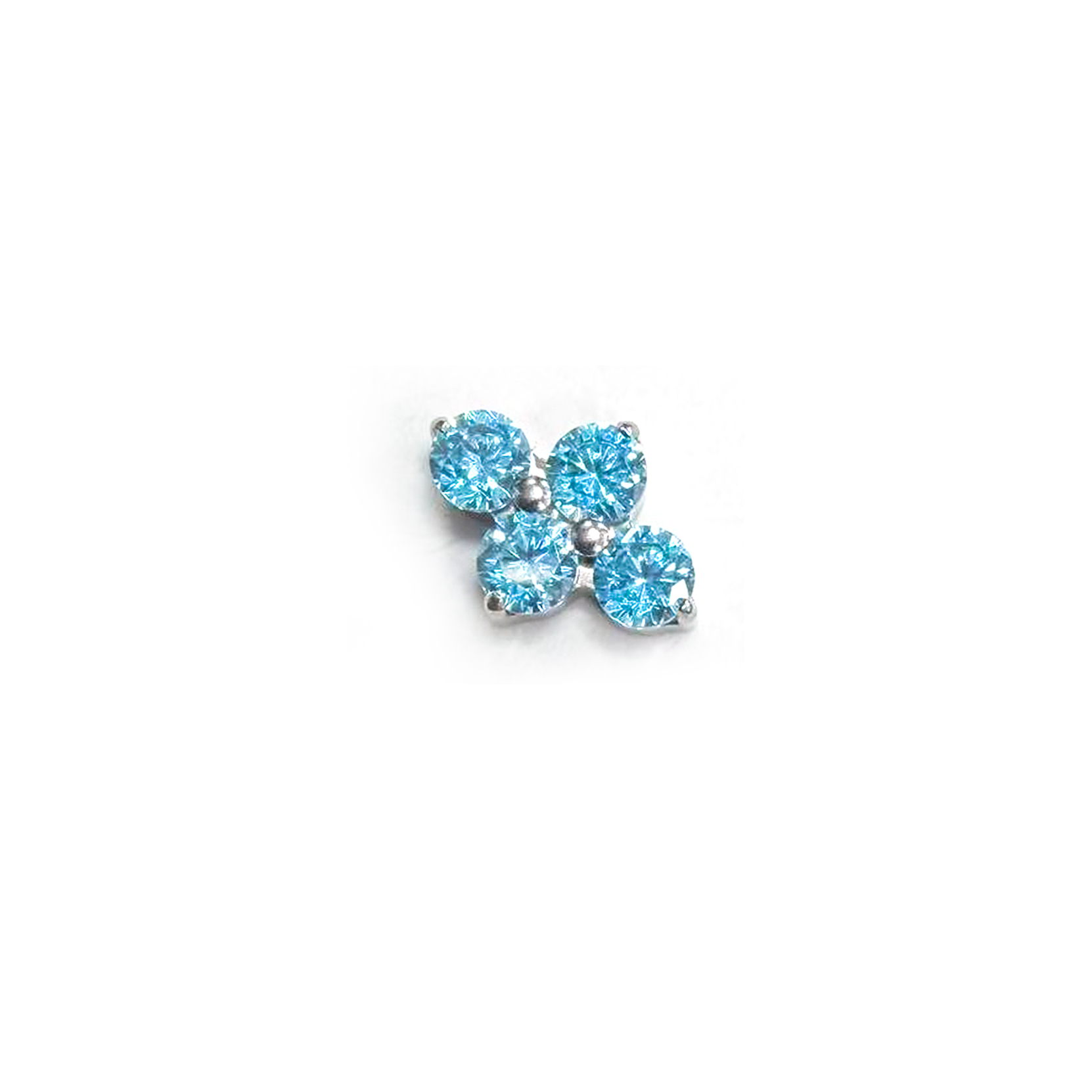 F136 Titanium Round CZ Clover Ear Stud Helix Cartilage Piercing