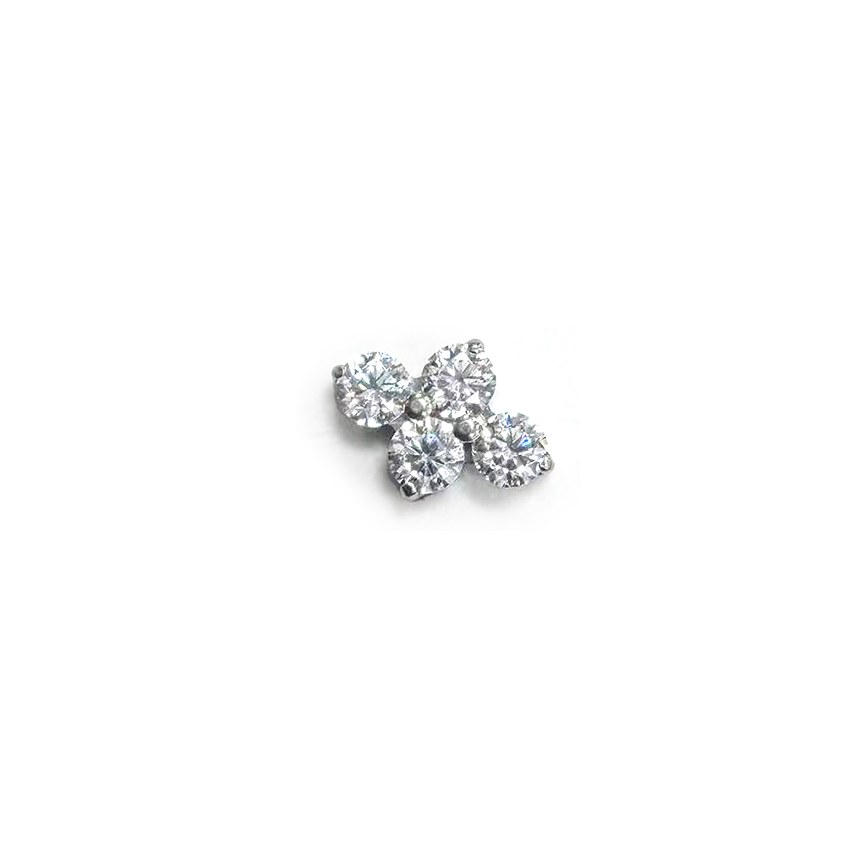 F136 Titanium Round CZ Clover Ear Stud Helix Cartilage Piercing