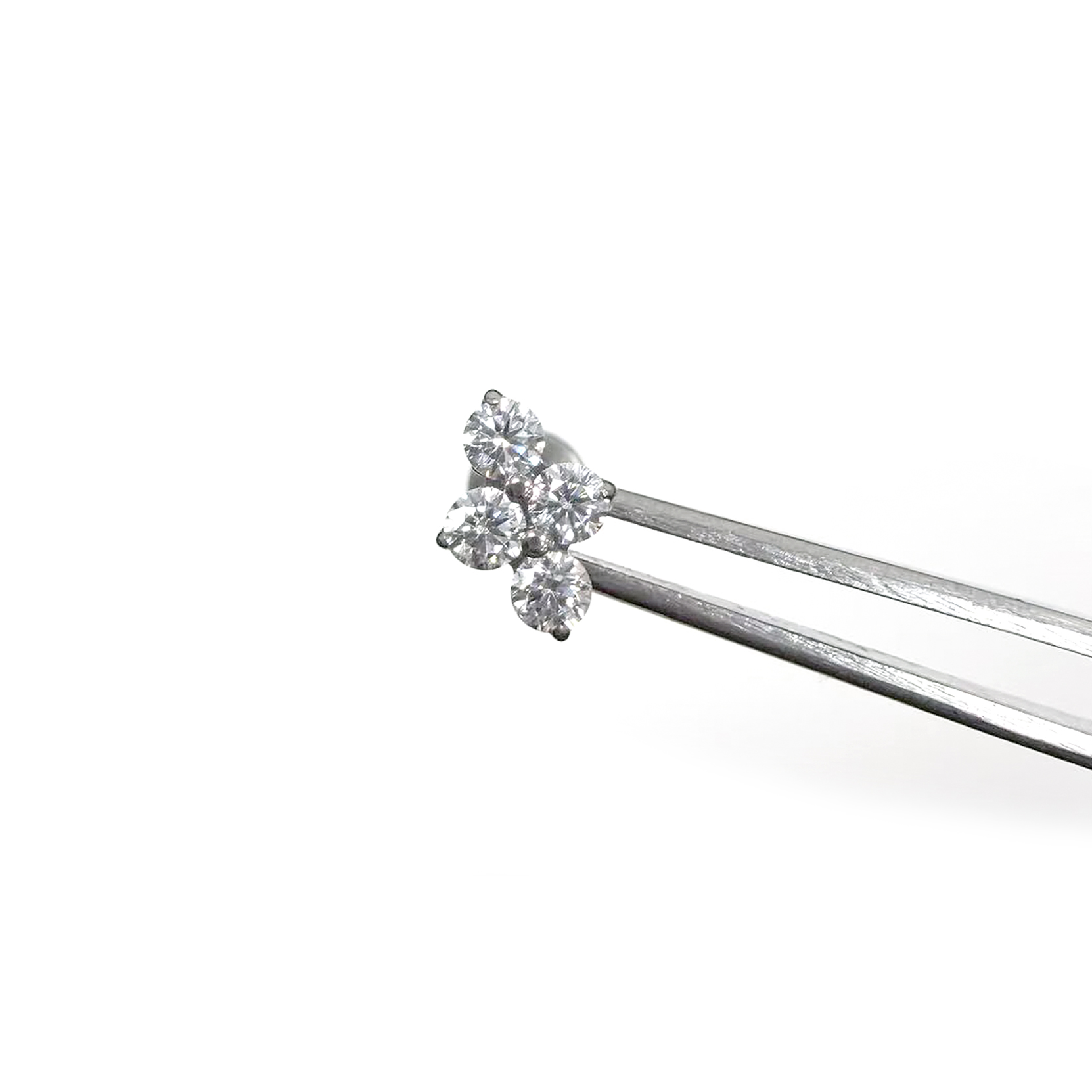 F136 Titanium Round CZ Clover Ear Stud Helix Cartilage Piercing