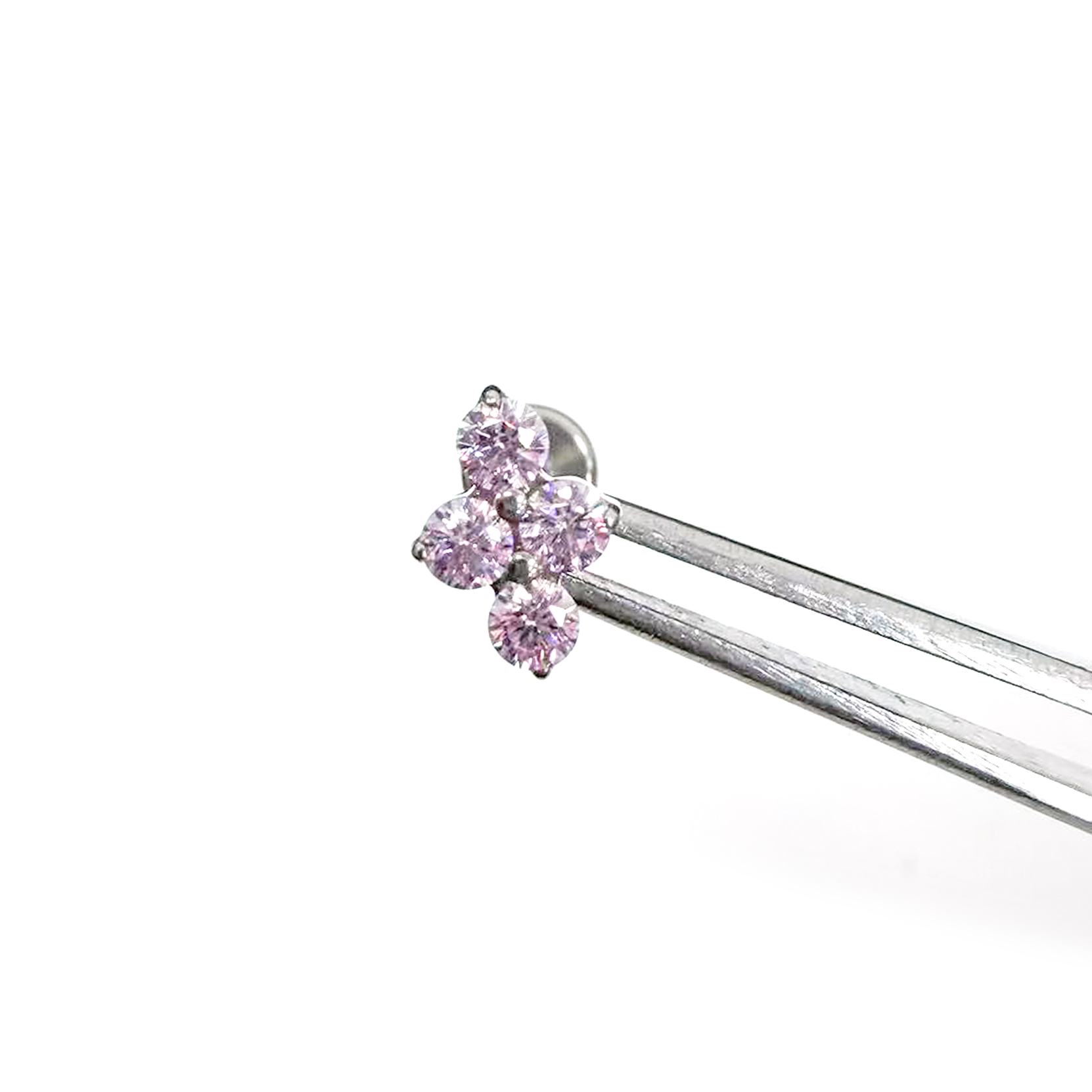 F136 Titanium Round CZ Clover Ear Stud Helix Cartilage Piercing