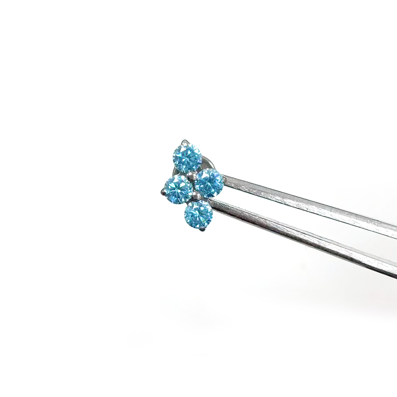 F136 Titanium Round CZ Clover Ear Stud Helix Cartilage Piercing
