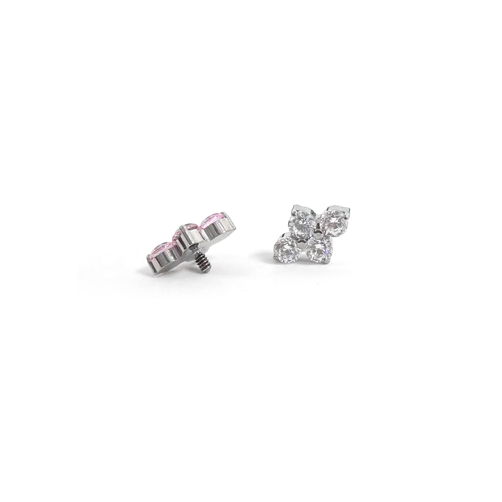 F136 Titanium Round CZ Clover Ear Stud Helix Cartilage Piercing