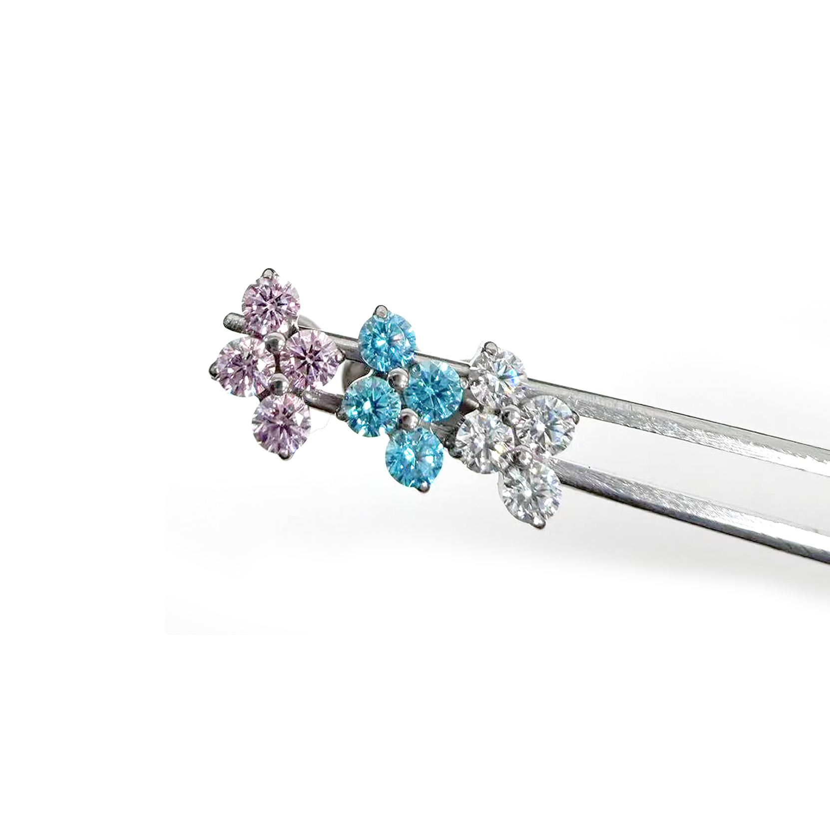 F136 Titanium Round CZ Clover Ear Stud Helix Cartilage Piercing