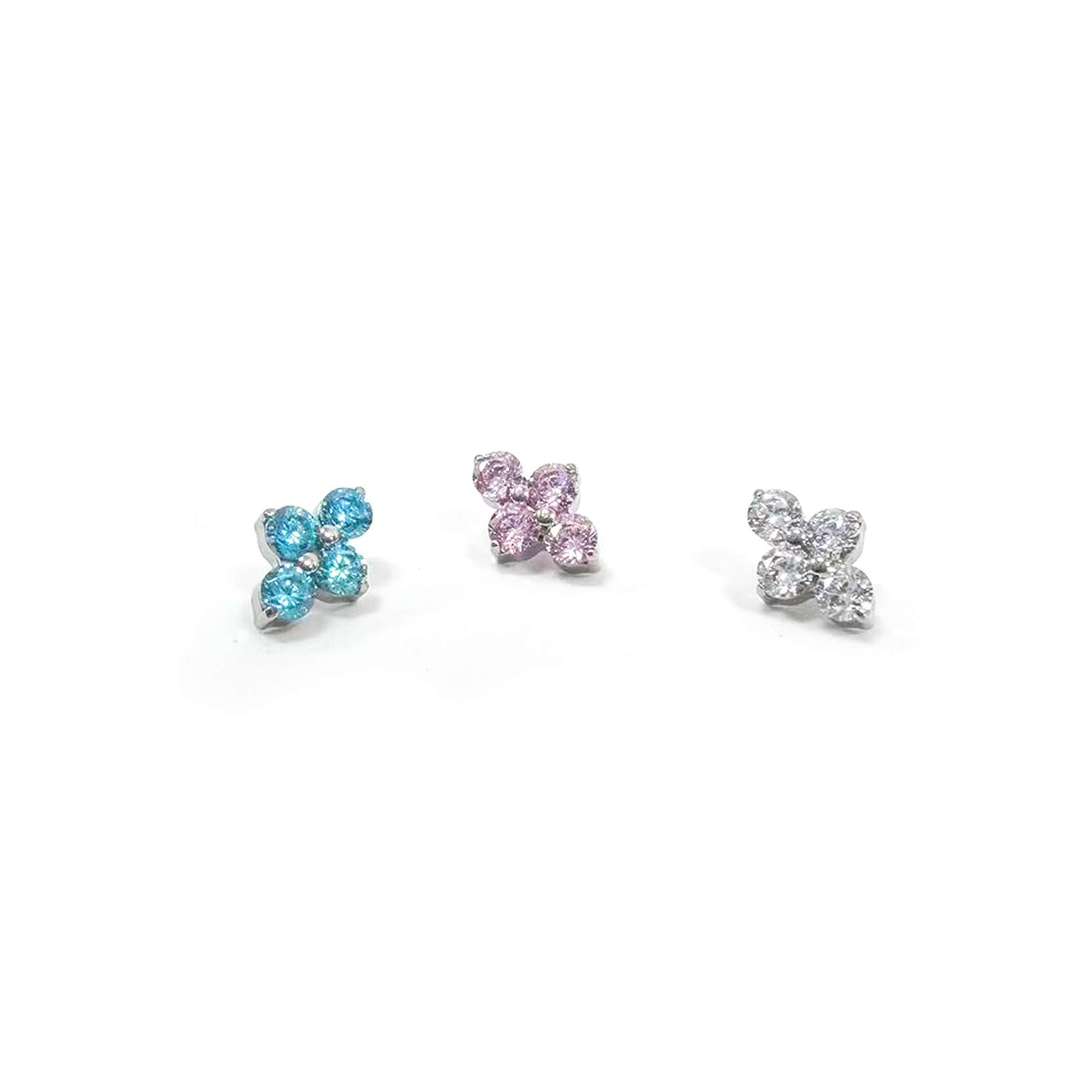 F136 Titanium Round CZ Clover Ear Stud Helix Cartilage Piercing