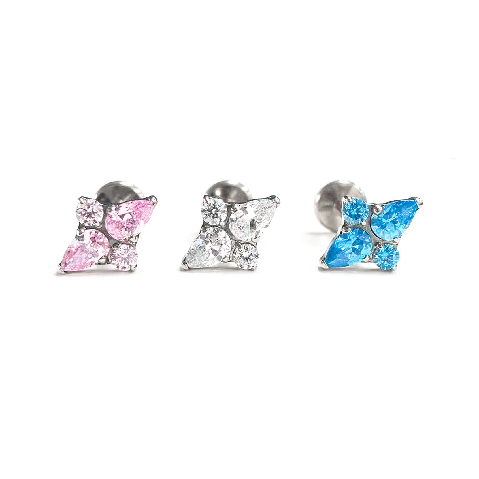 F136 Titanium Diamond Flower Ear Stud Helix Cartilage Piercing