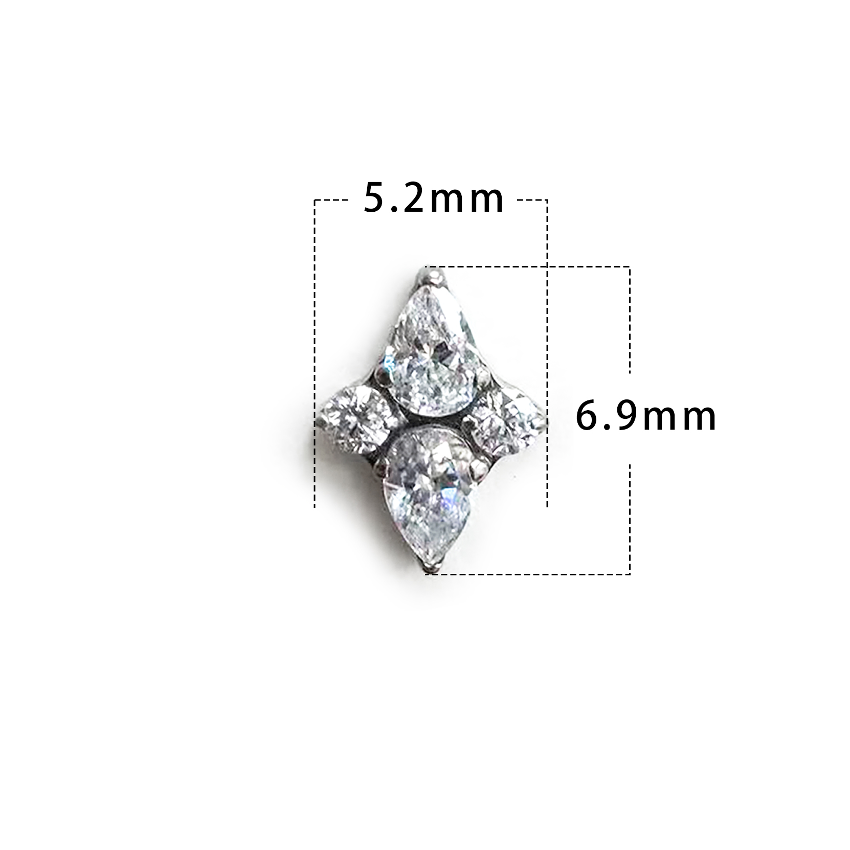 F136 Titanium Diamond Flower Ear Stud Helix Cartilage Piercing
