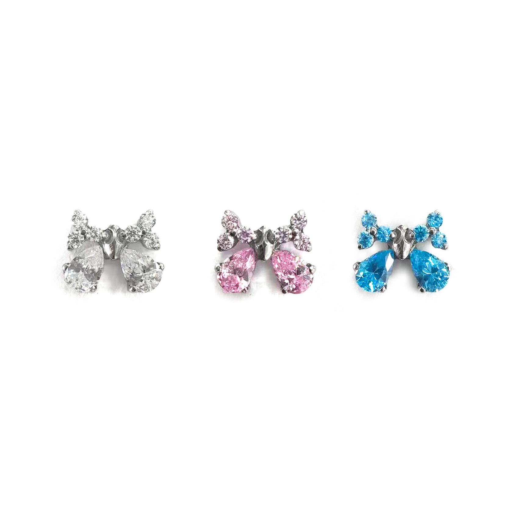 F136 Titanium Teardrop Bow Ear Stud Helix Cartilage Piercing