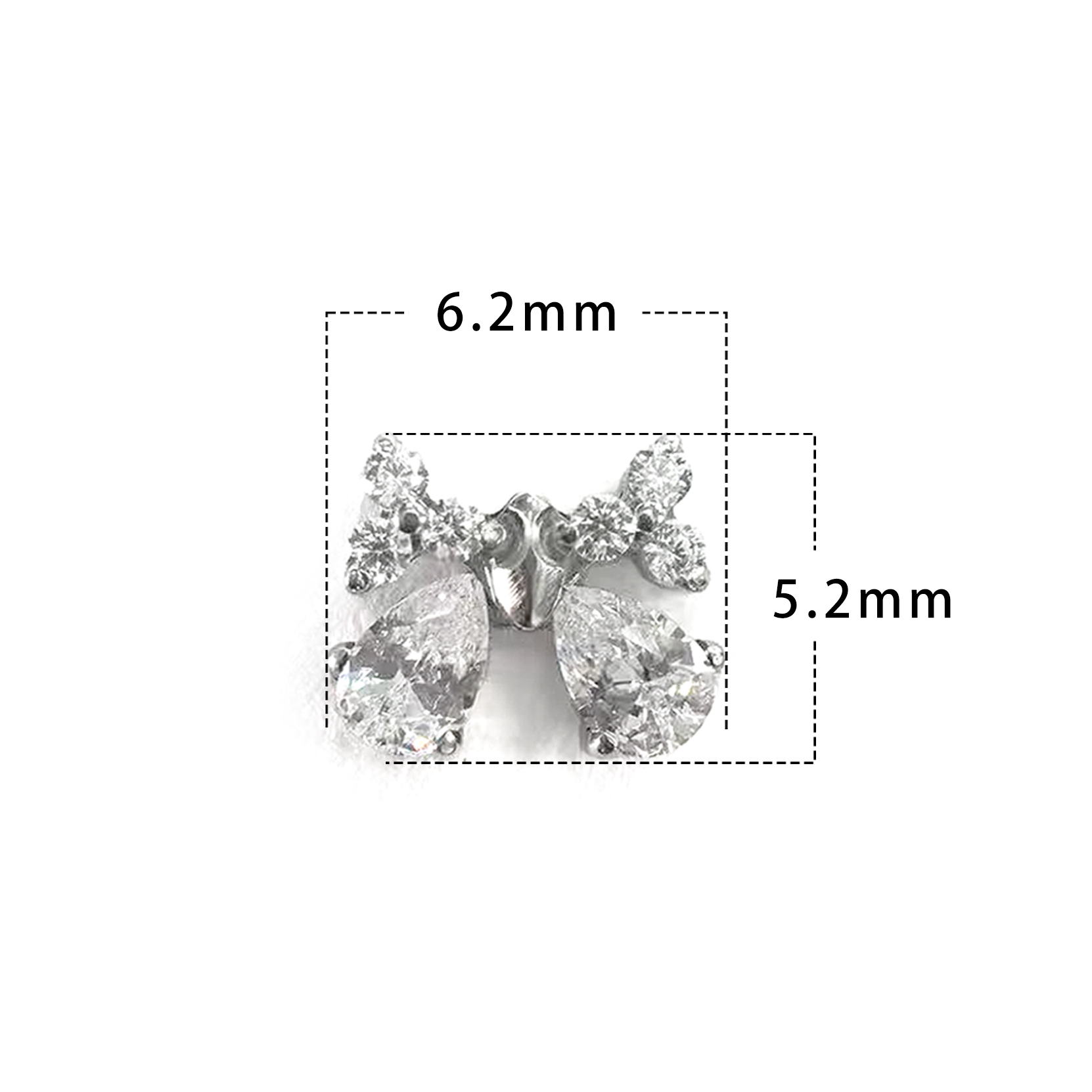 F136 Titanium Teardrop Bow Ear Stud Helix Cartilage Piercing