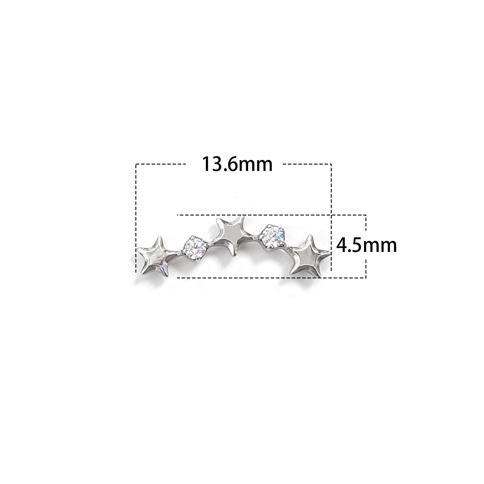 F136 Titanium Meteor Ear Stud Helix Cartilage Piercing