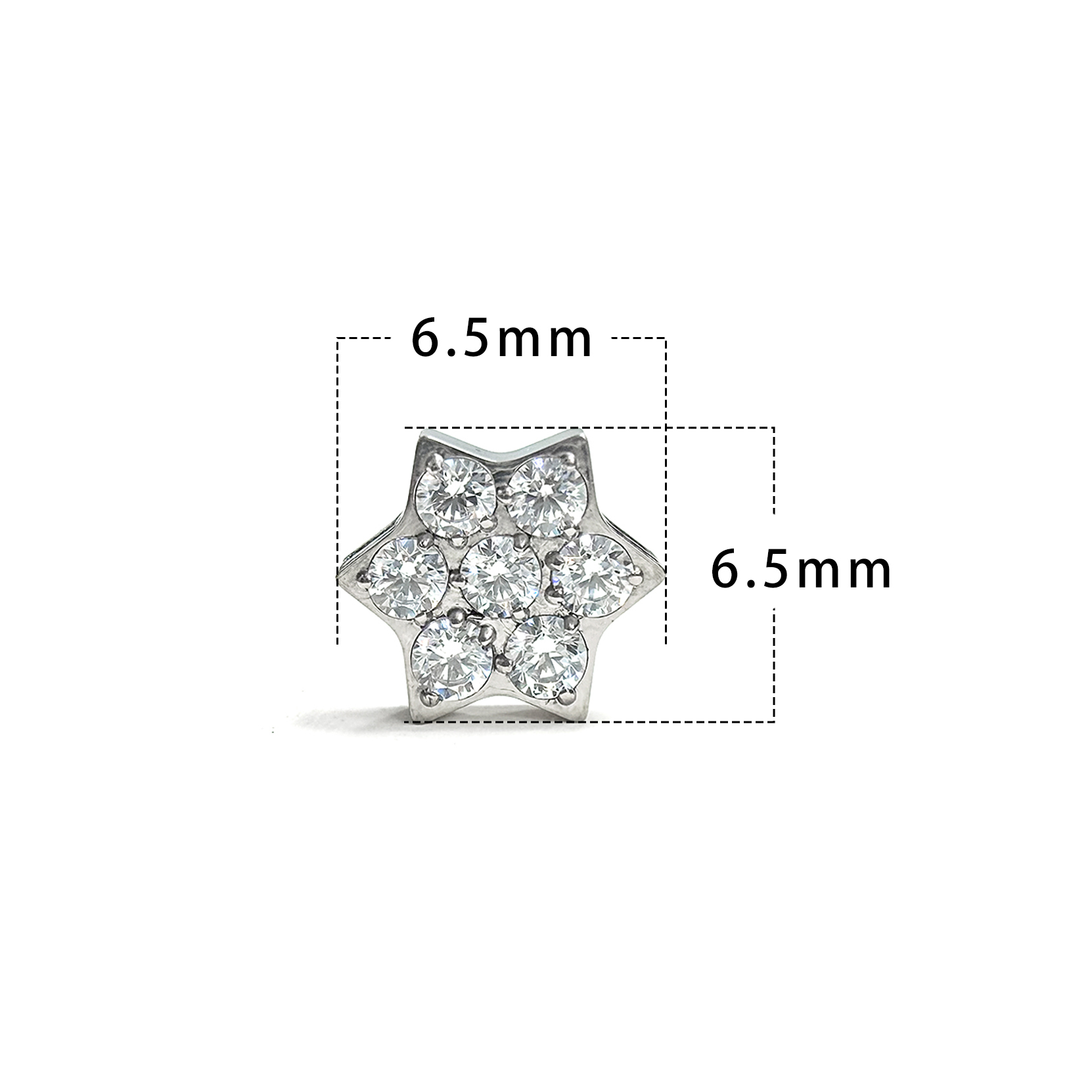 F136 Titanium Hexagram Ear Stud Helix Cartilage Piercing