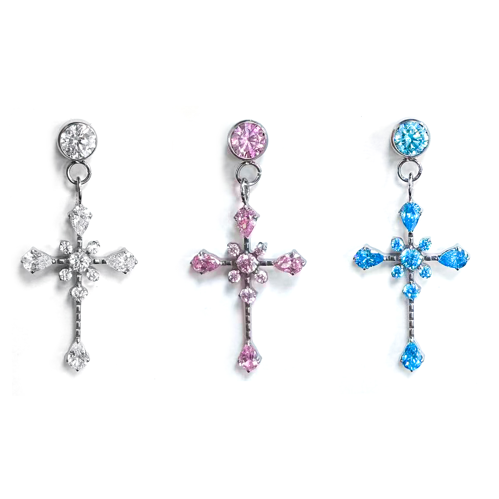 F136 Titanium Ice Flower Cross Pendant Ear Stud Helix Cartilage Piercing