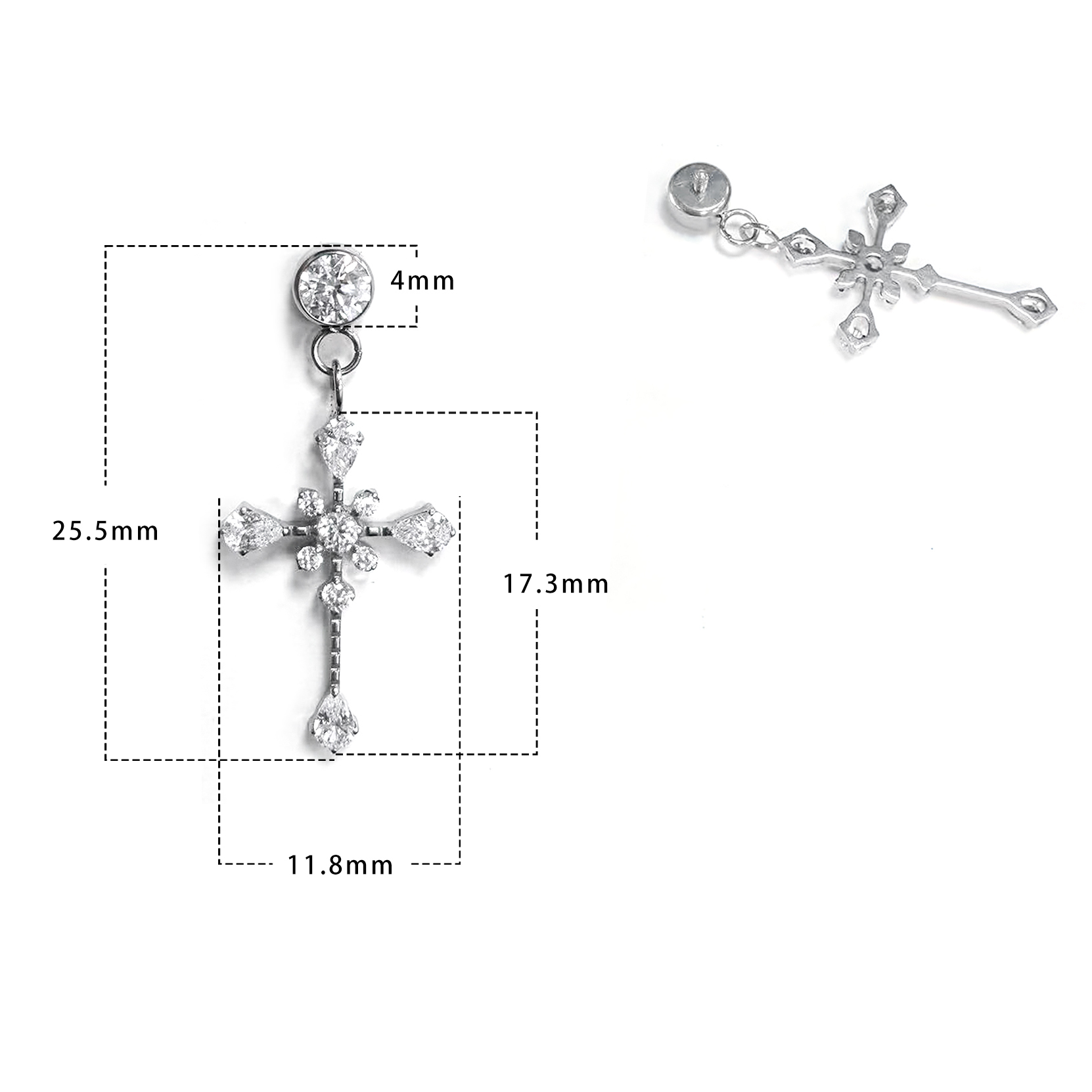 F136 Titanium Ice Flower Cross Pendant Ear Stud Helix Cartilage Piercing