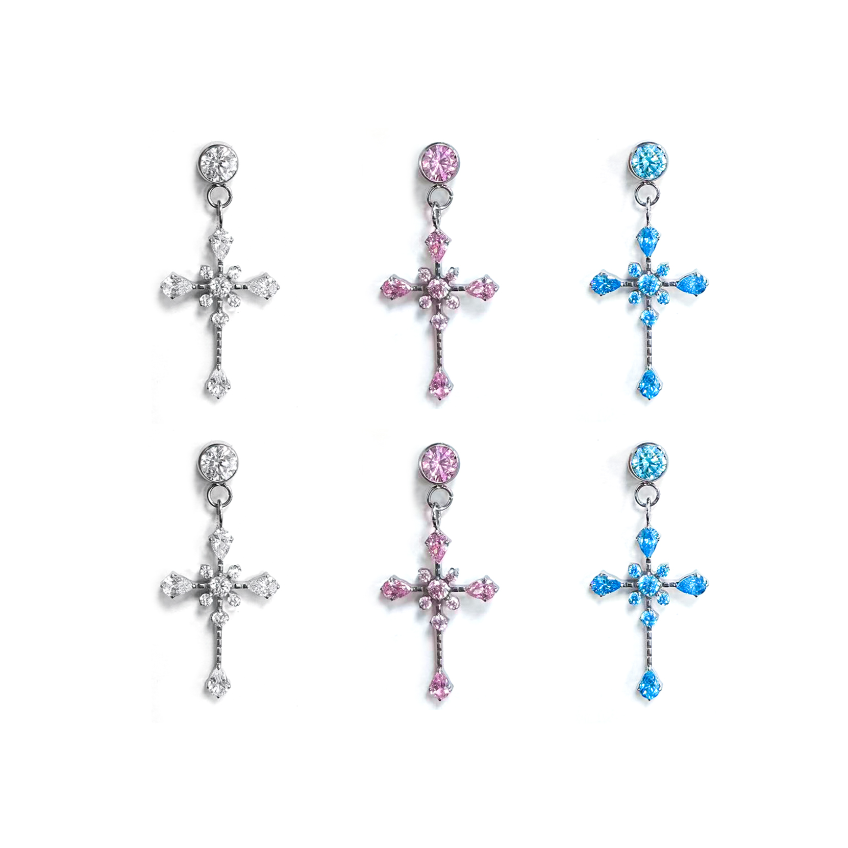 F136 Titanium Ice Flower Cross Pendant Ear Stud Helix Cartilage Piercing