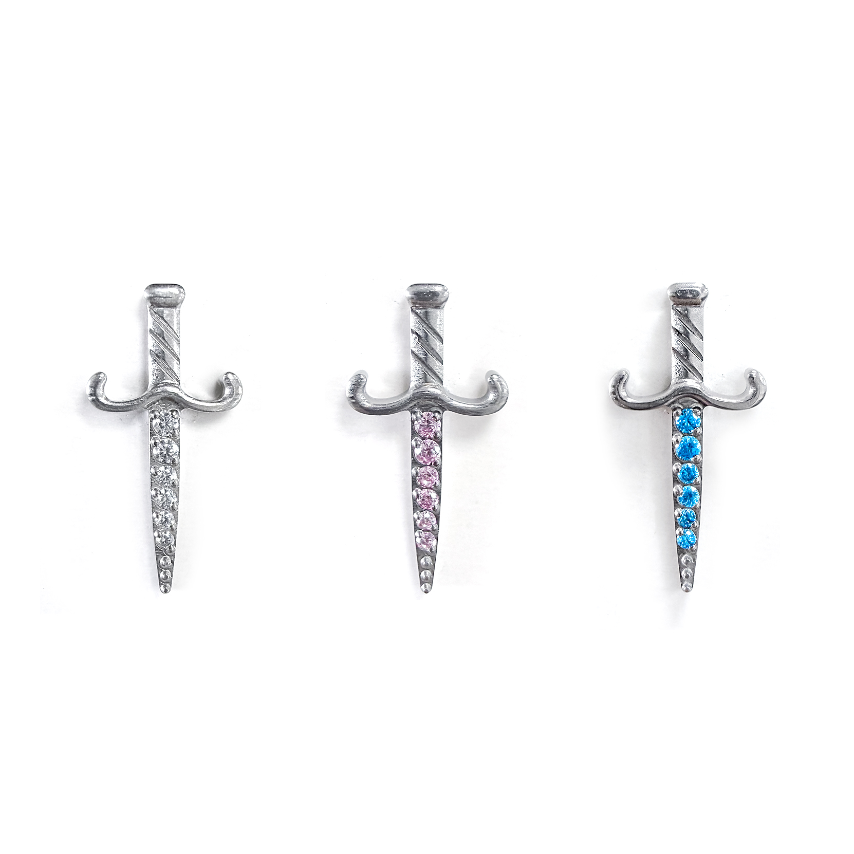 F136 Titanium CZ Sword Ear Stud Helix Cartilage Piercing