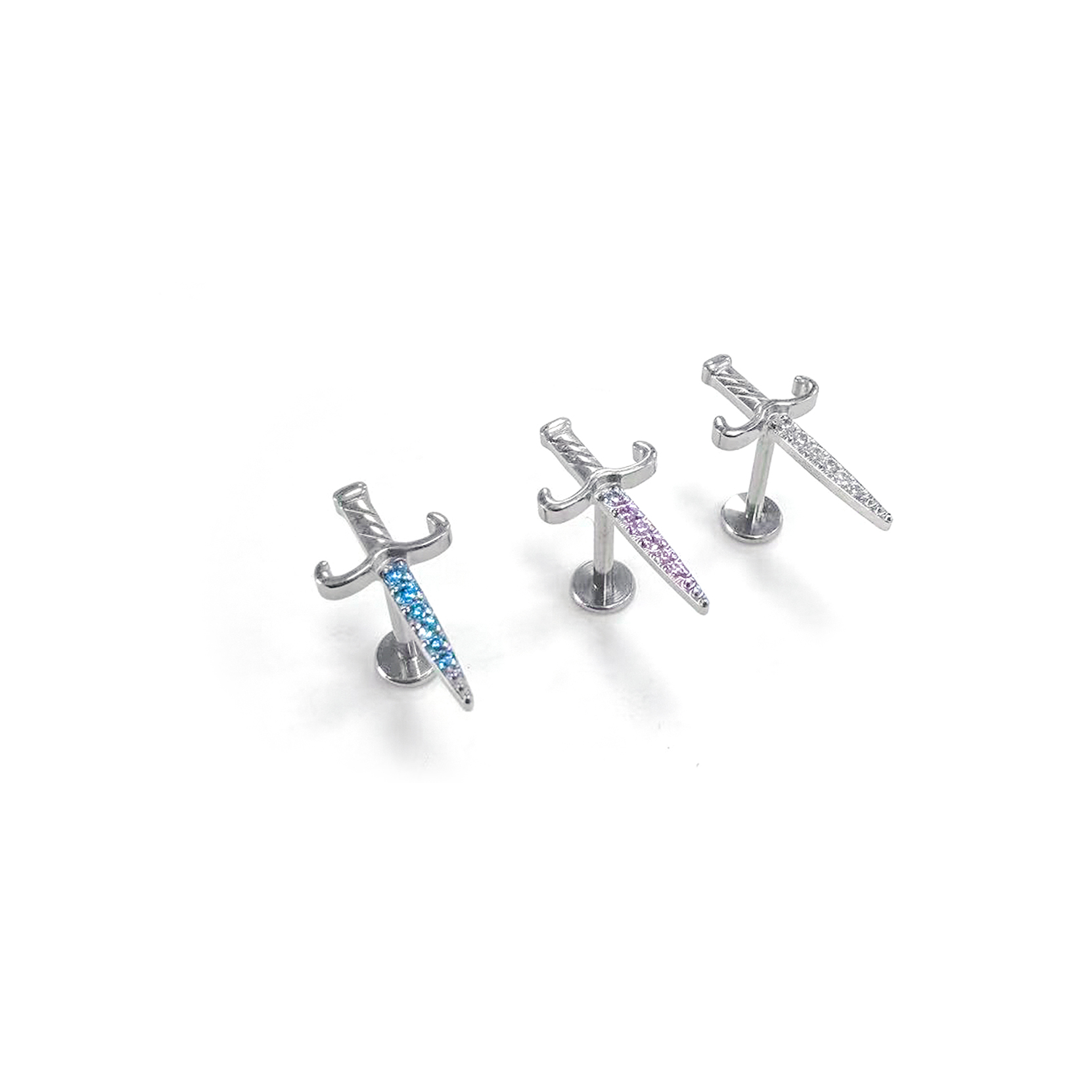 F136 Titanium CZ Sword Ear Stud Helix Cartilage Piercing