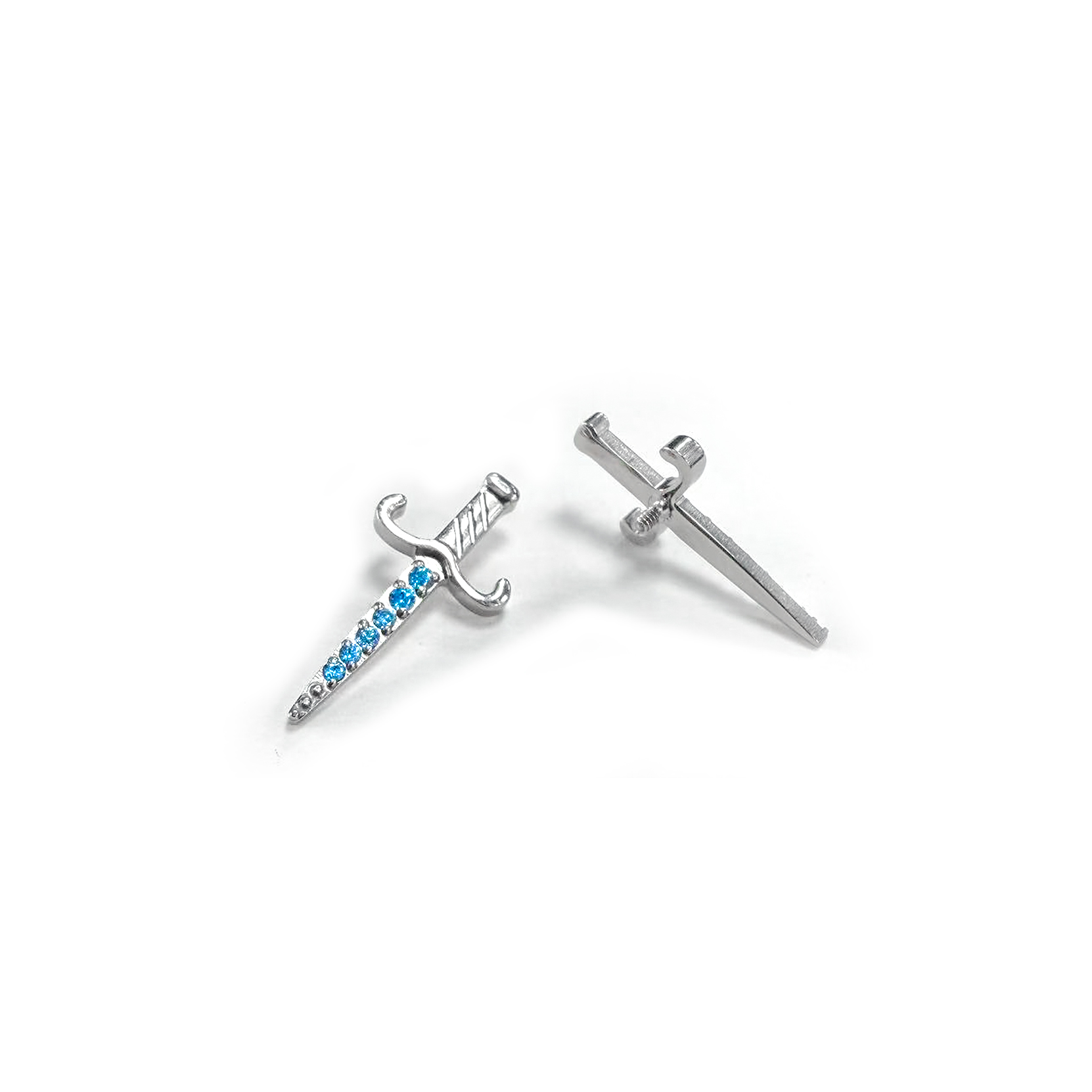 F136 Titanium CZ Sword Ear Stud Helix Cartilage Piercing