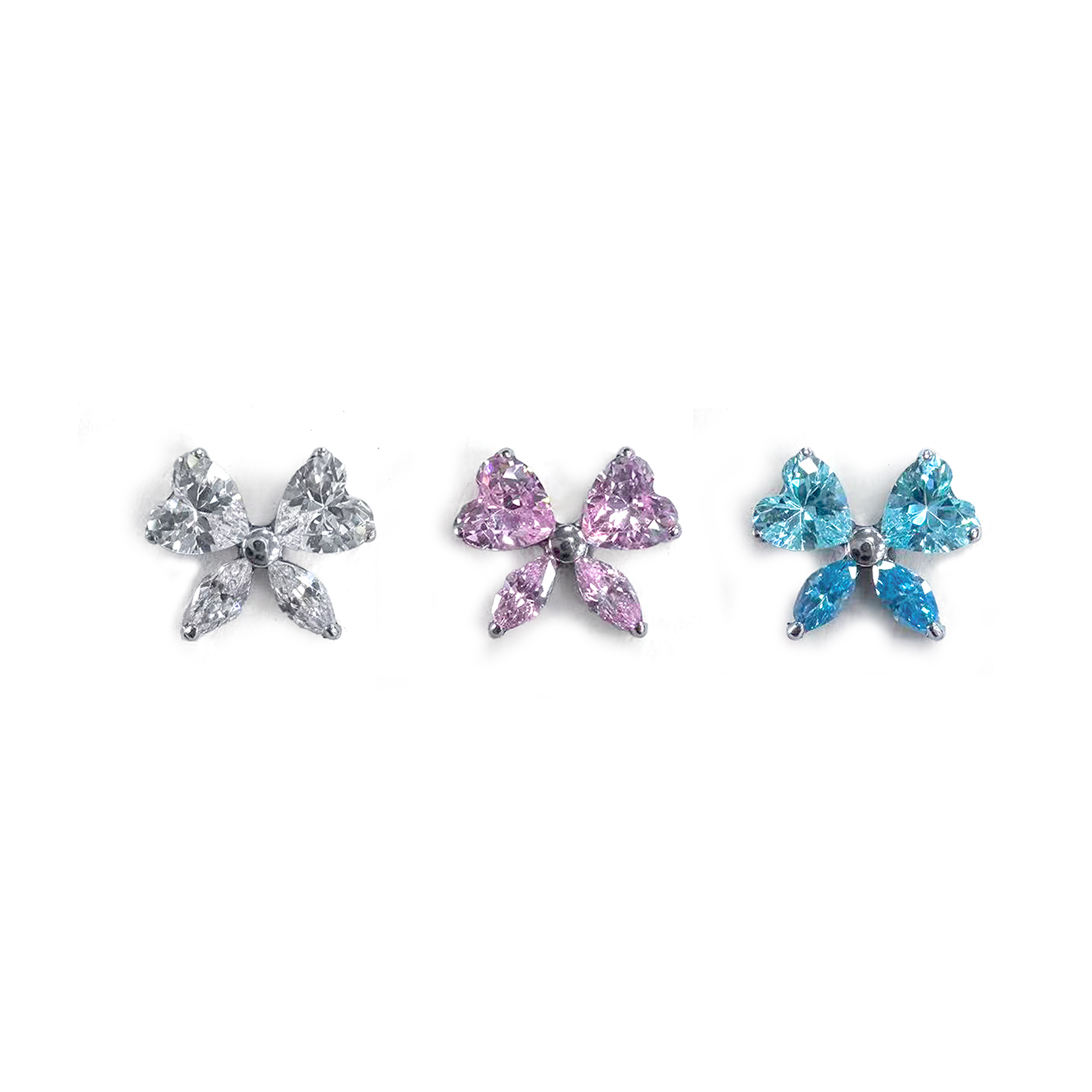 F136 Titanium Heart Bow Ear Stud Helix Cartilage Piercing