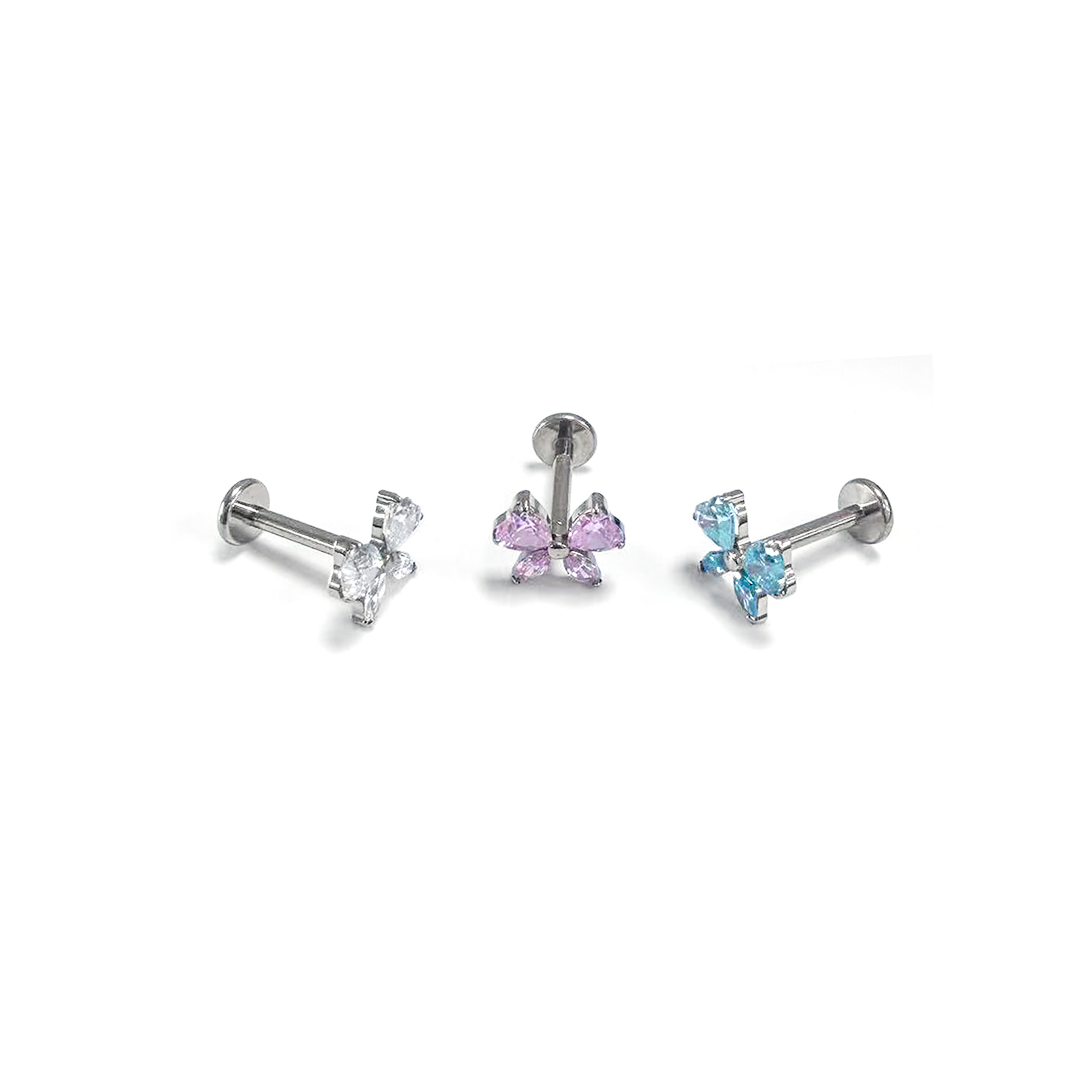 F136 Titanium Heart Bow Ear Stud Helix Cartilage Piercing