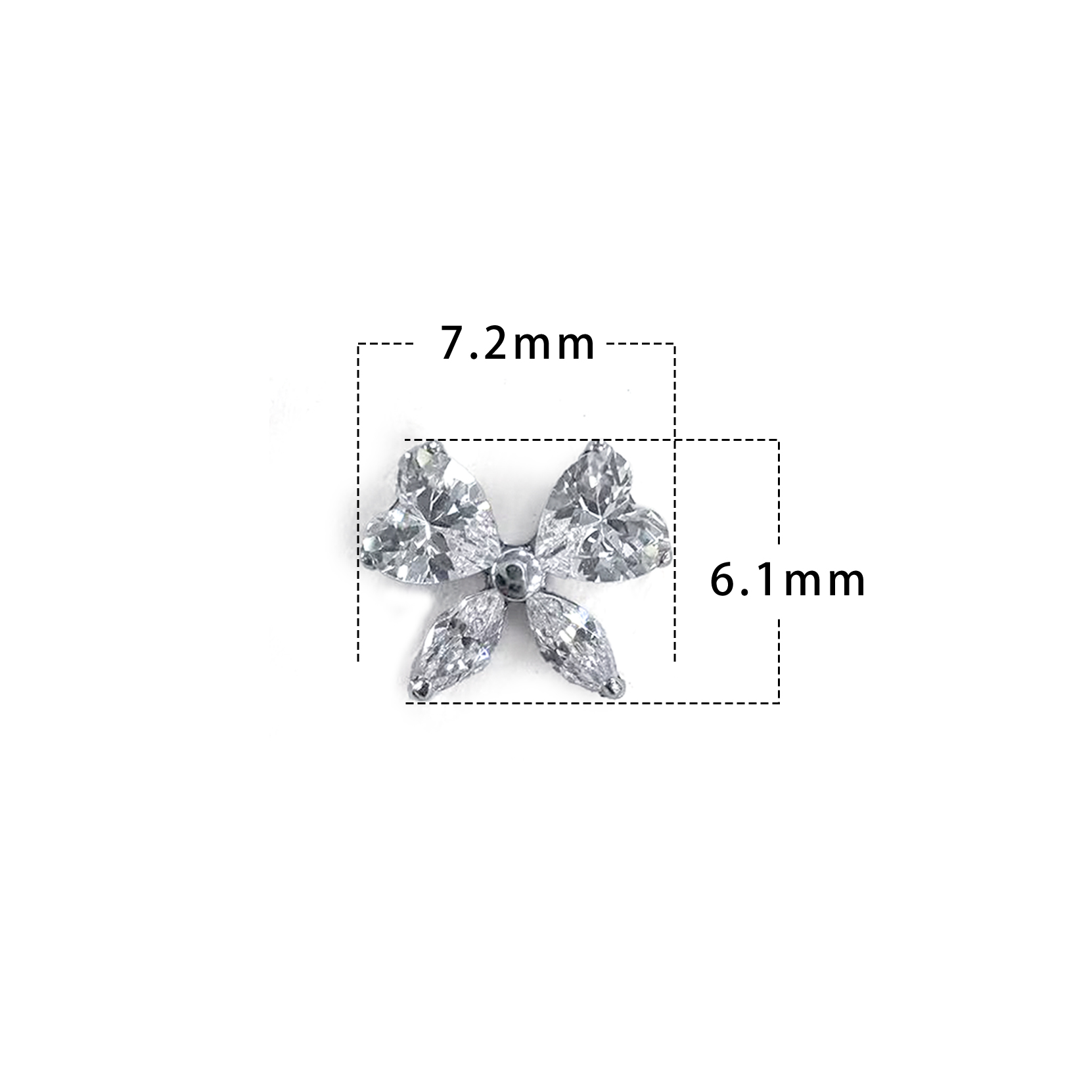 F136 Titanium Heart Bow Ear Stud Helix Cartilage Piercing