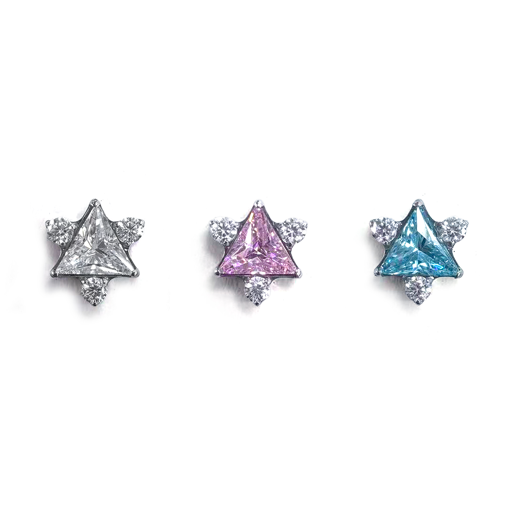 F136 Titanium Triangle CZ Ear Stud Helix Cartilage Piercing