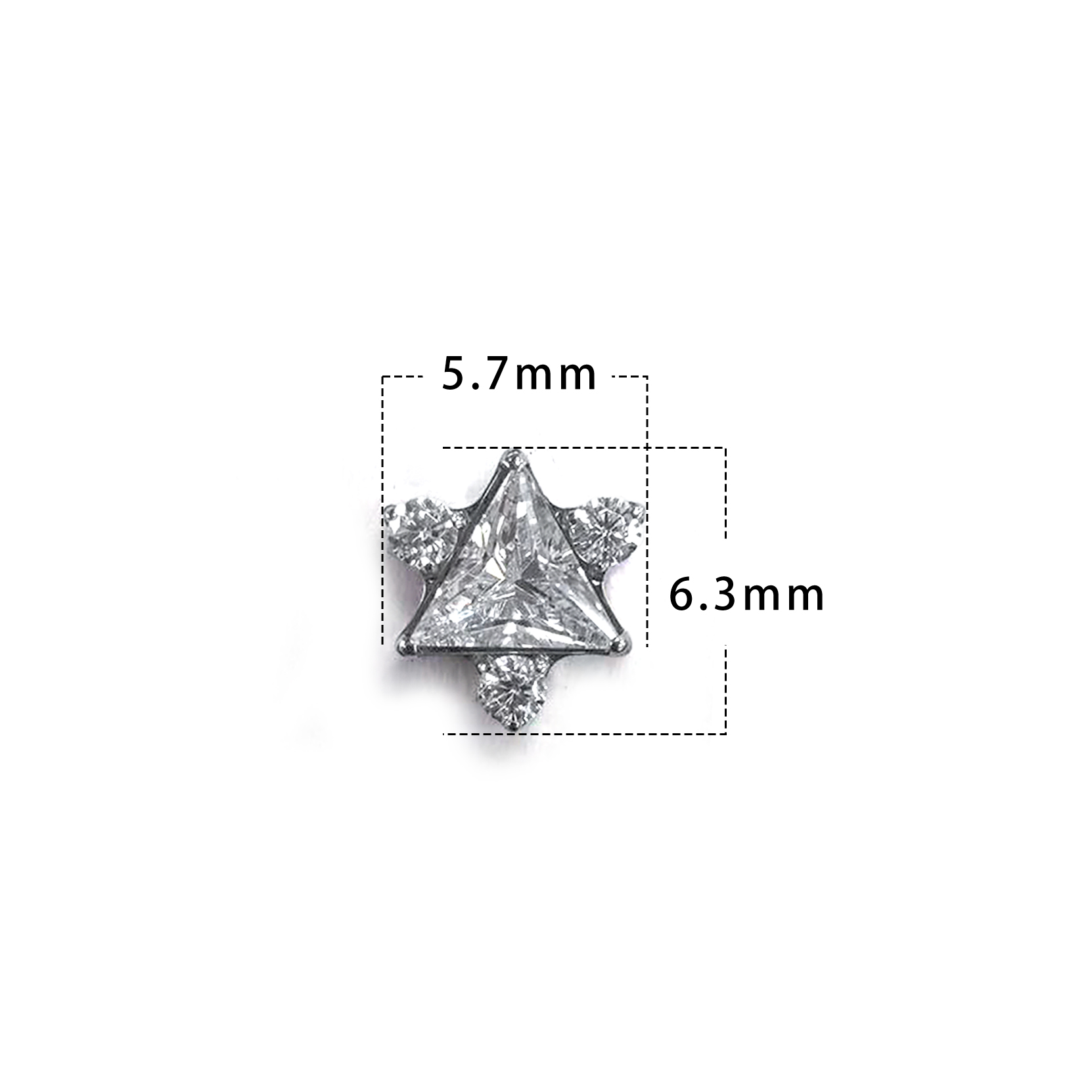 F136 Titanium Triangle CZ Ear Stud Helix Cartilage Piercing