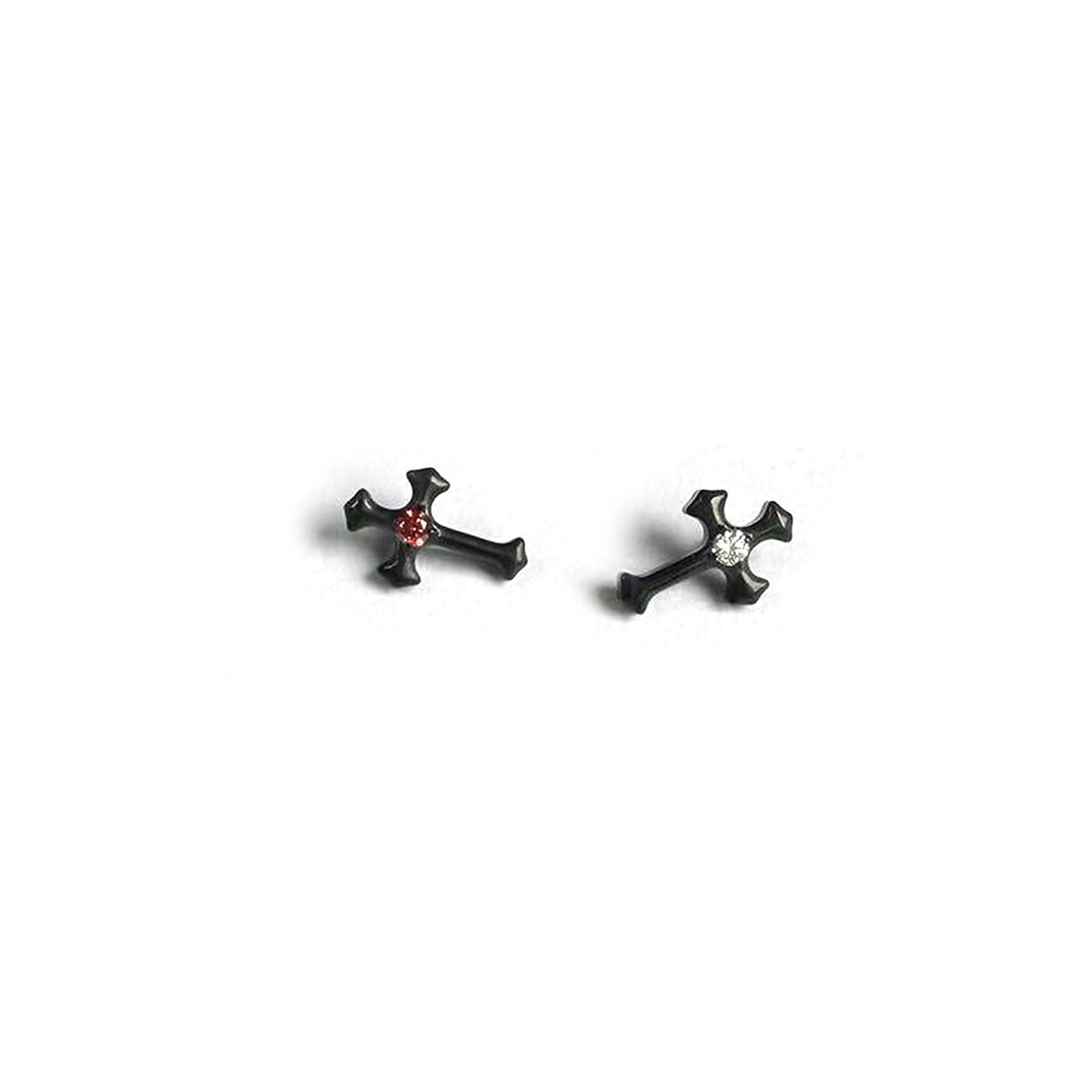 F136 Titanium Black Chrome Heart Cross Ear Stud Helix Cartilage Piercing