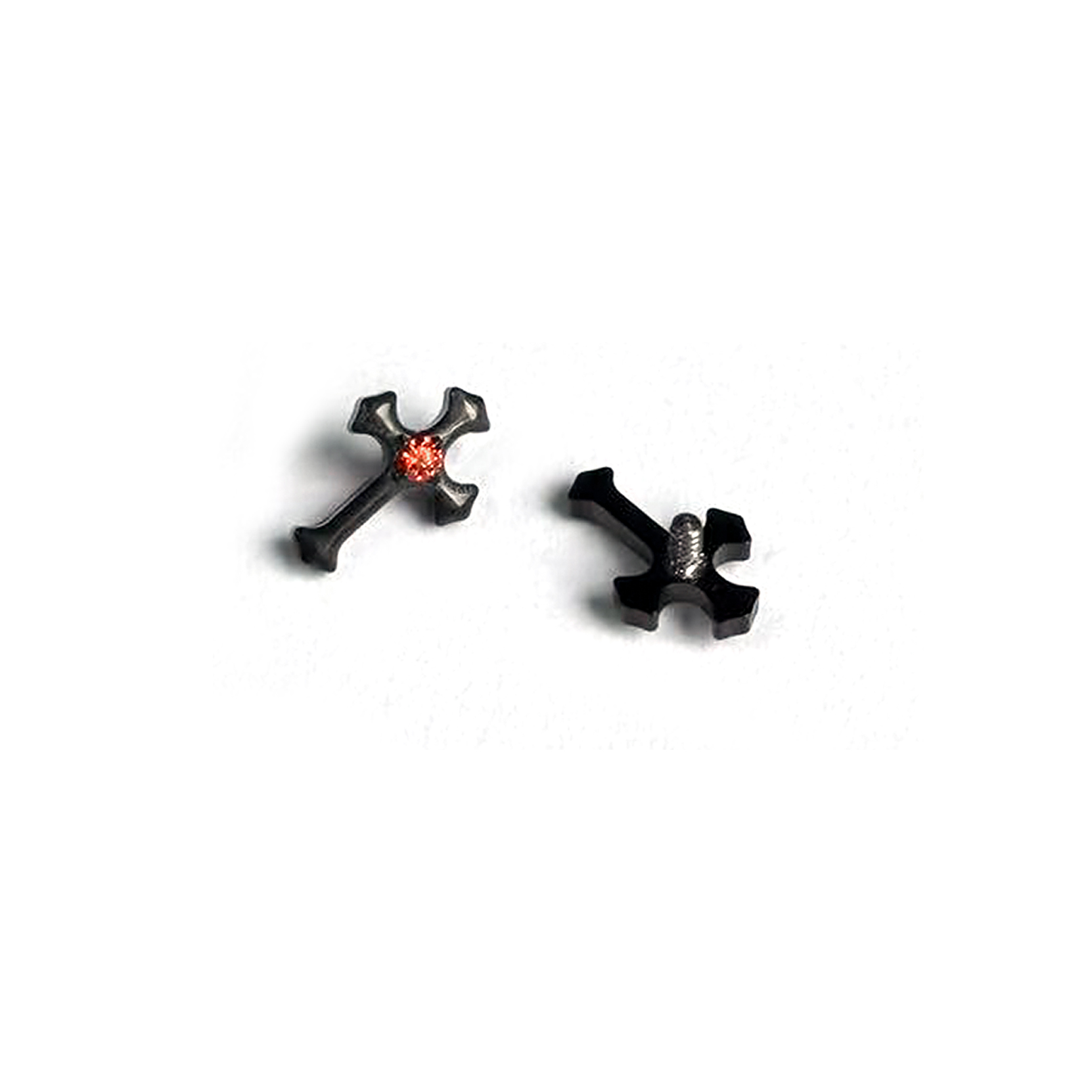 F136 Titanium Black Chrome Heart Cross Ear Stud Helix Cartilage Piercing