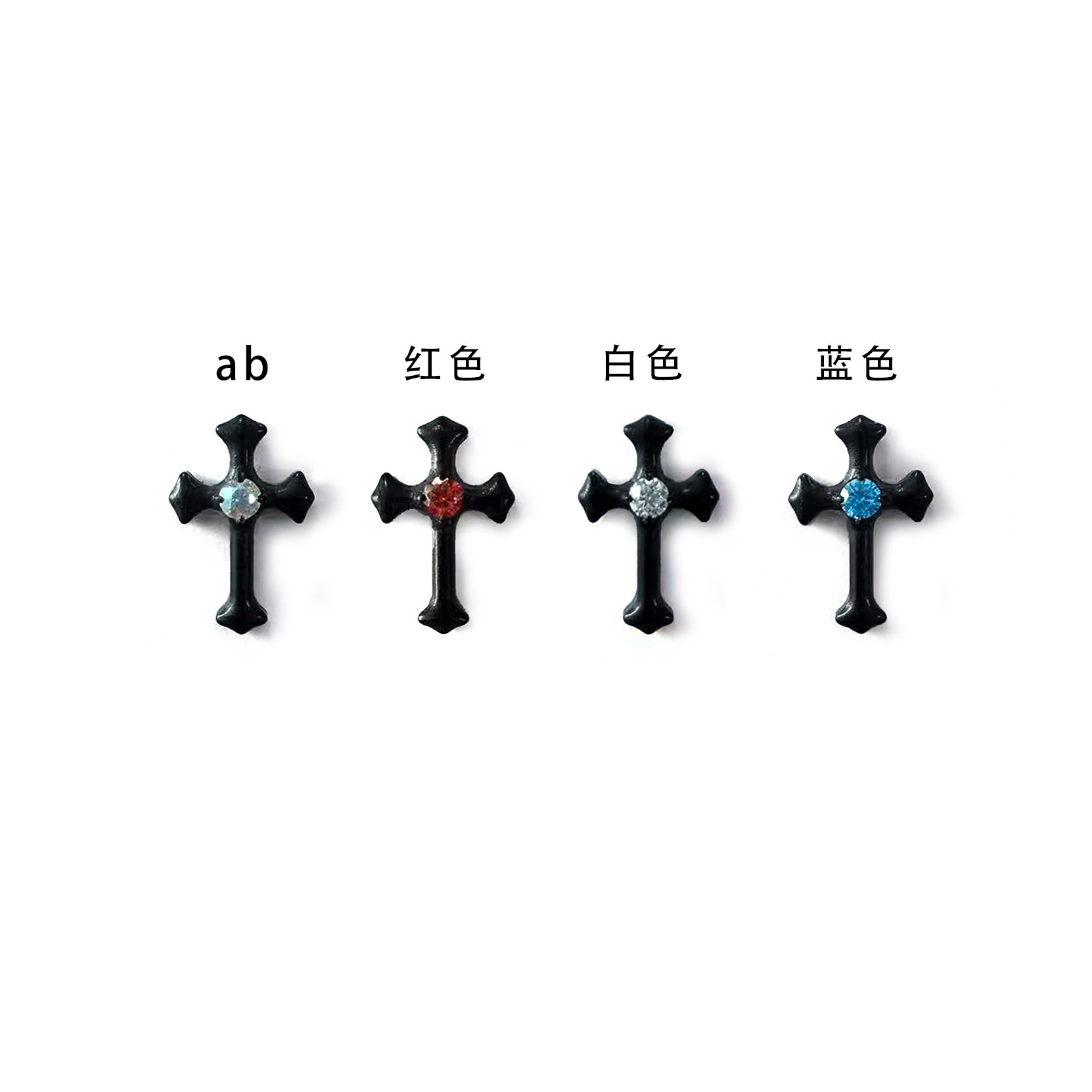 F136 Titanium Black Chrome Heart Cross Ear Stud Helix Cartilage Piercing