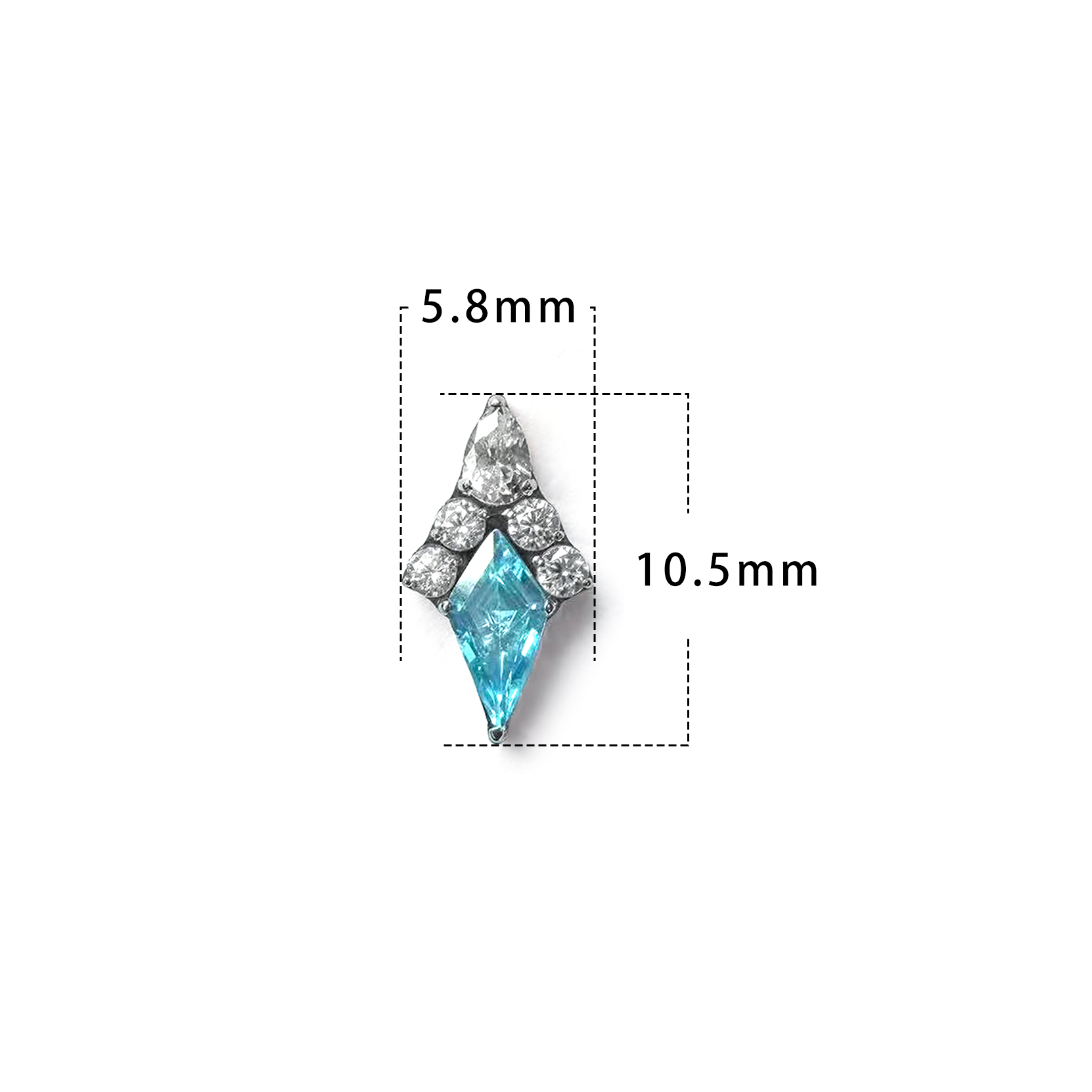 F136 Titanium Kite Diamond Ear Stud Helix Cartilage Piercing