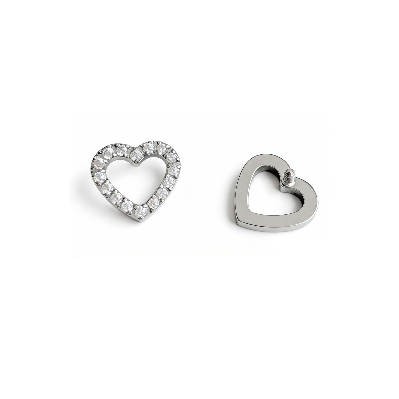 F136 Titanium Paved Heart Ear Stud Helix Cartilage Piercing