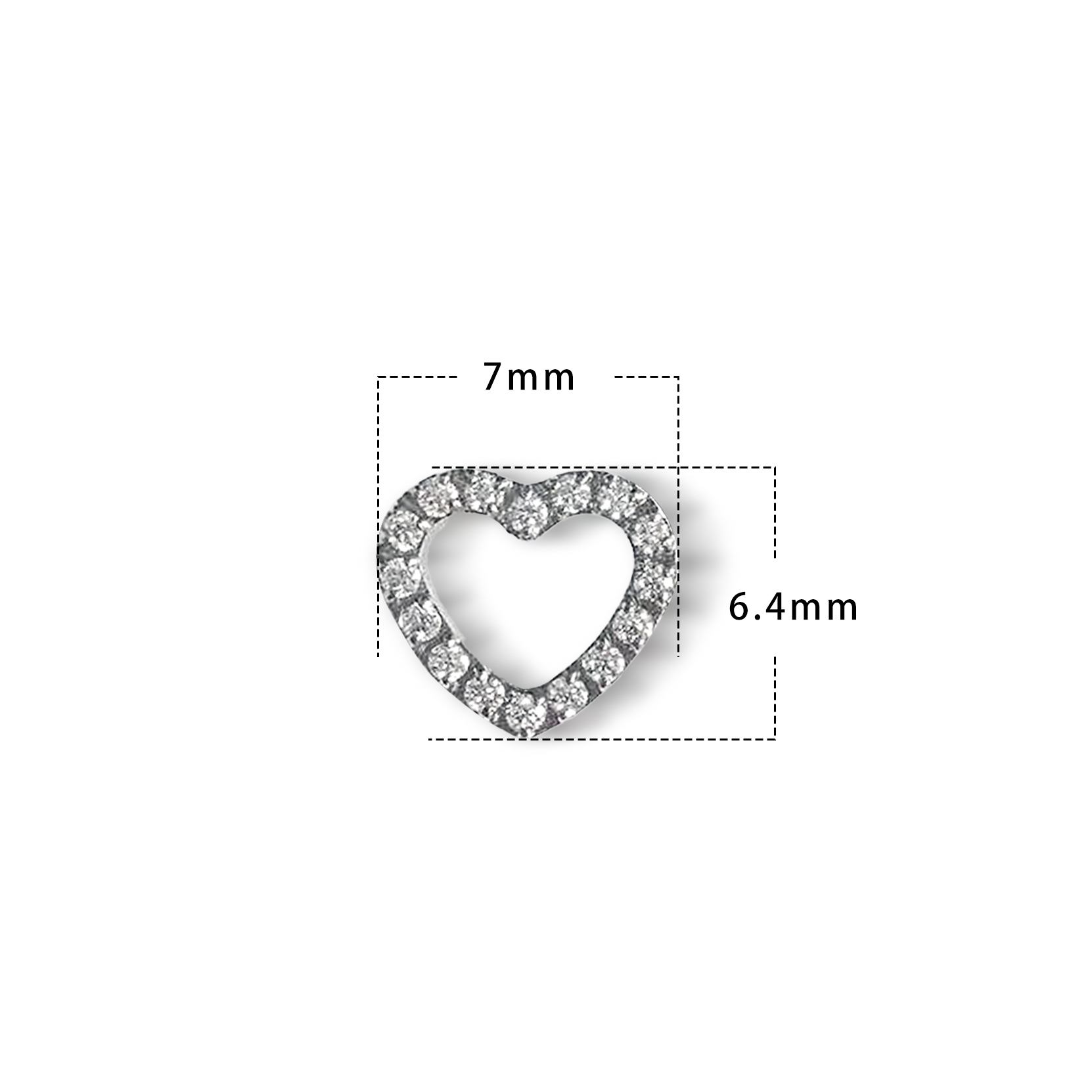 F136 Titanium Paved Heart Ear Stud Helix Cartilage Piercing