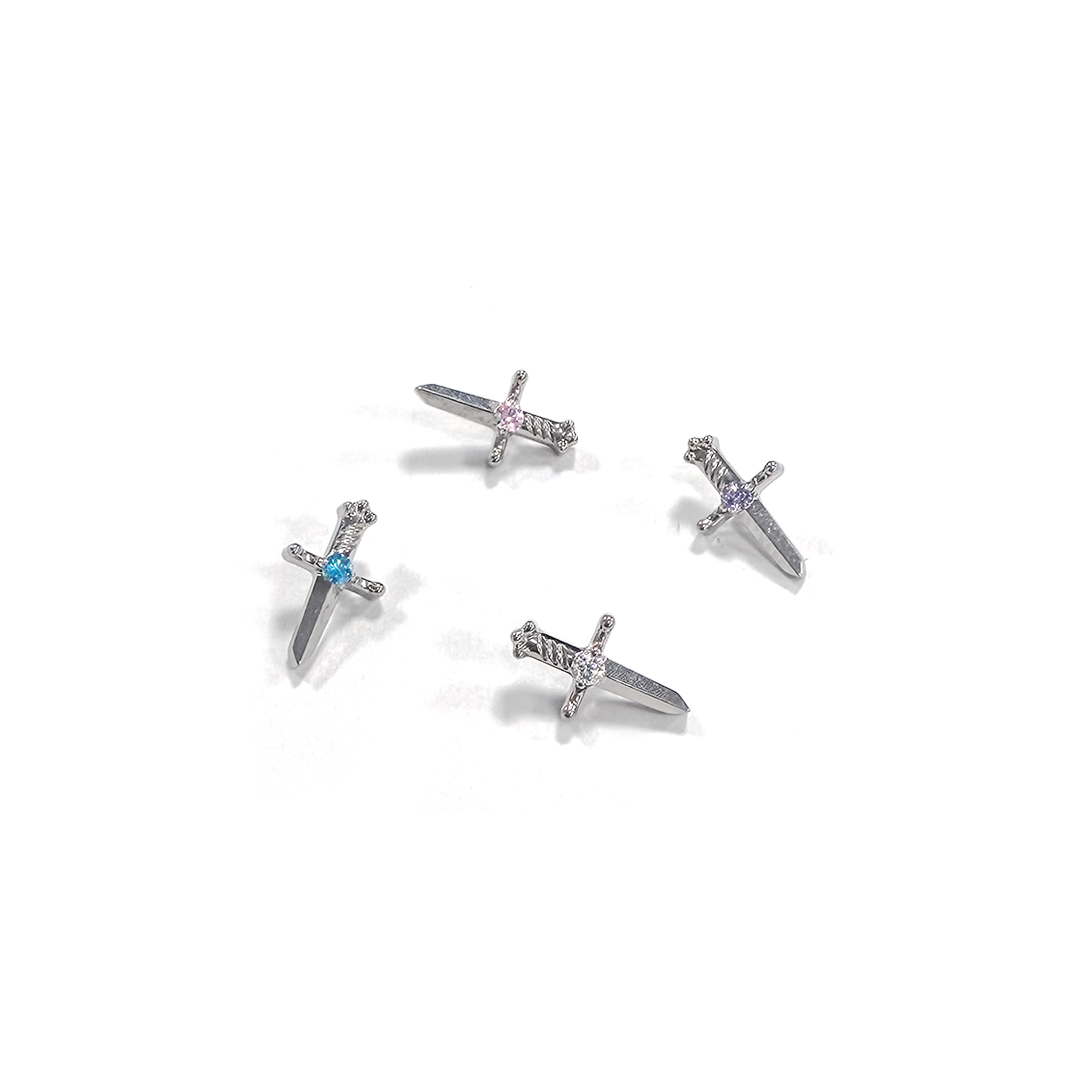 F136 Titanium Single-Stone Dagger Ear Stud Helix Cartilage Piercing