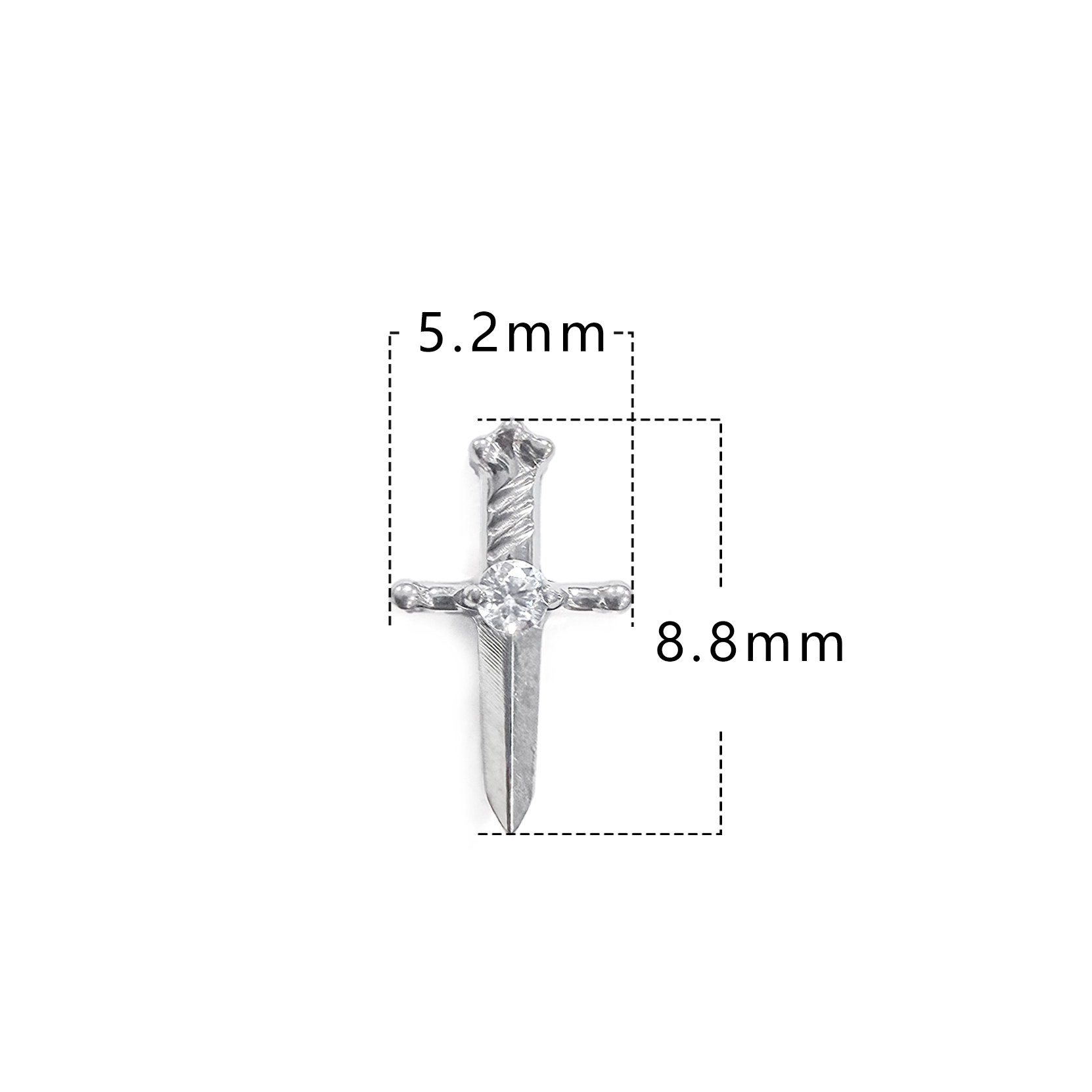 F136 Titanium Single-Stone Dagger Ear Stud Helix Cartilage Piercing
