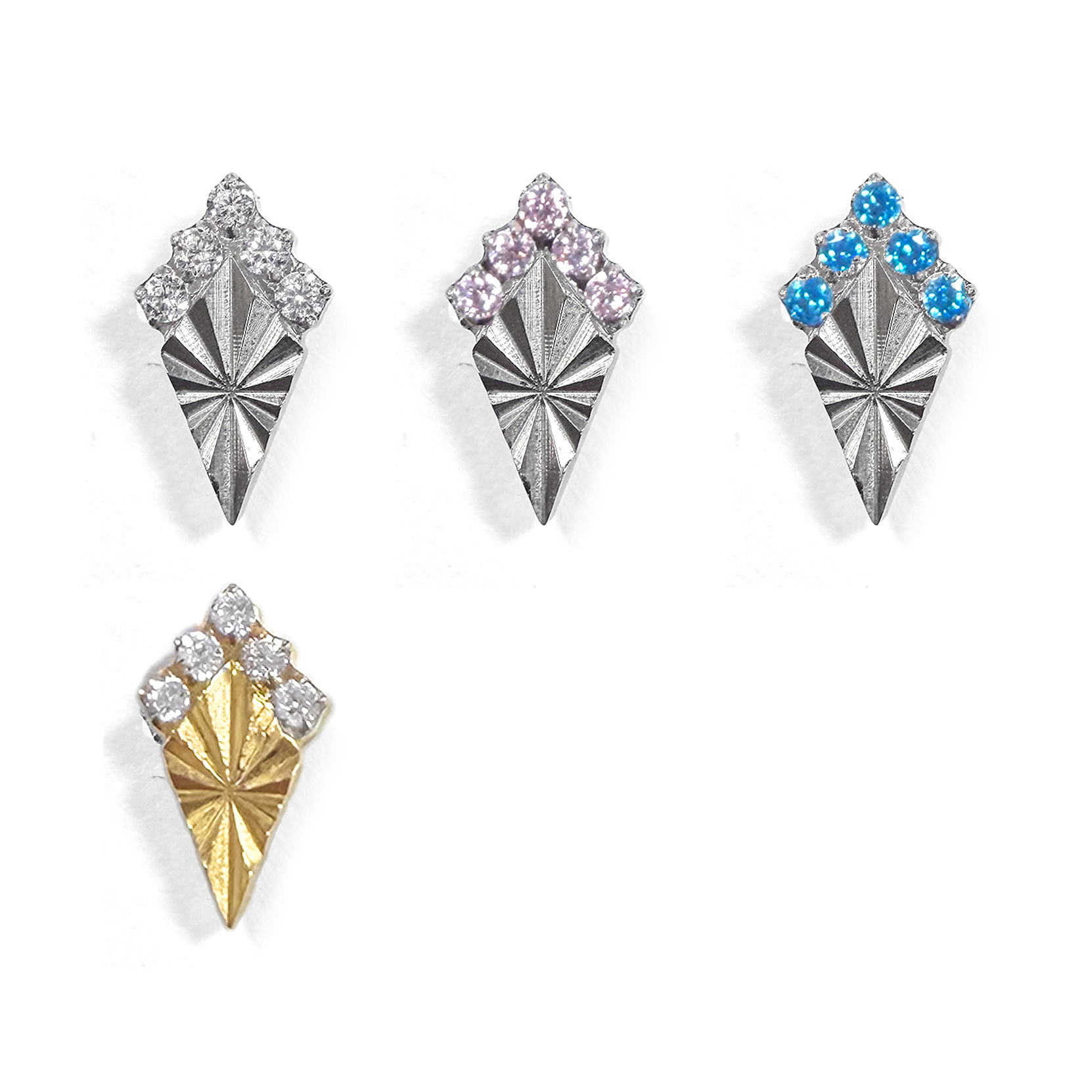 F136 Titanium Embossed Diamond Ear Stud Helix Cartilage Piercing