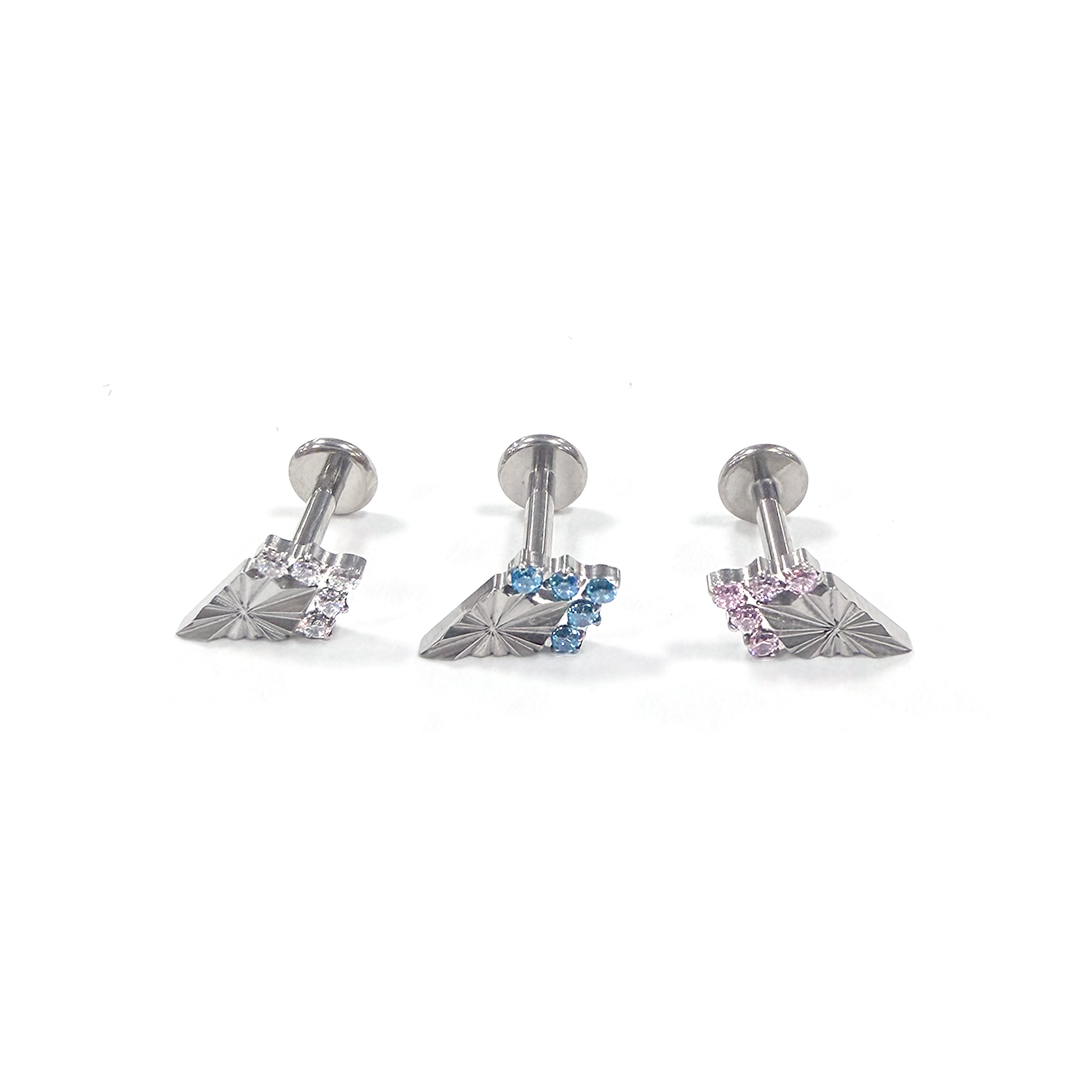 F136 Titanium Embossed Diamond Ear Stud Helix Cartilage Piercing