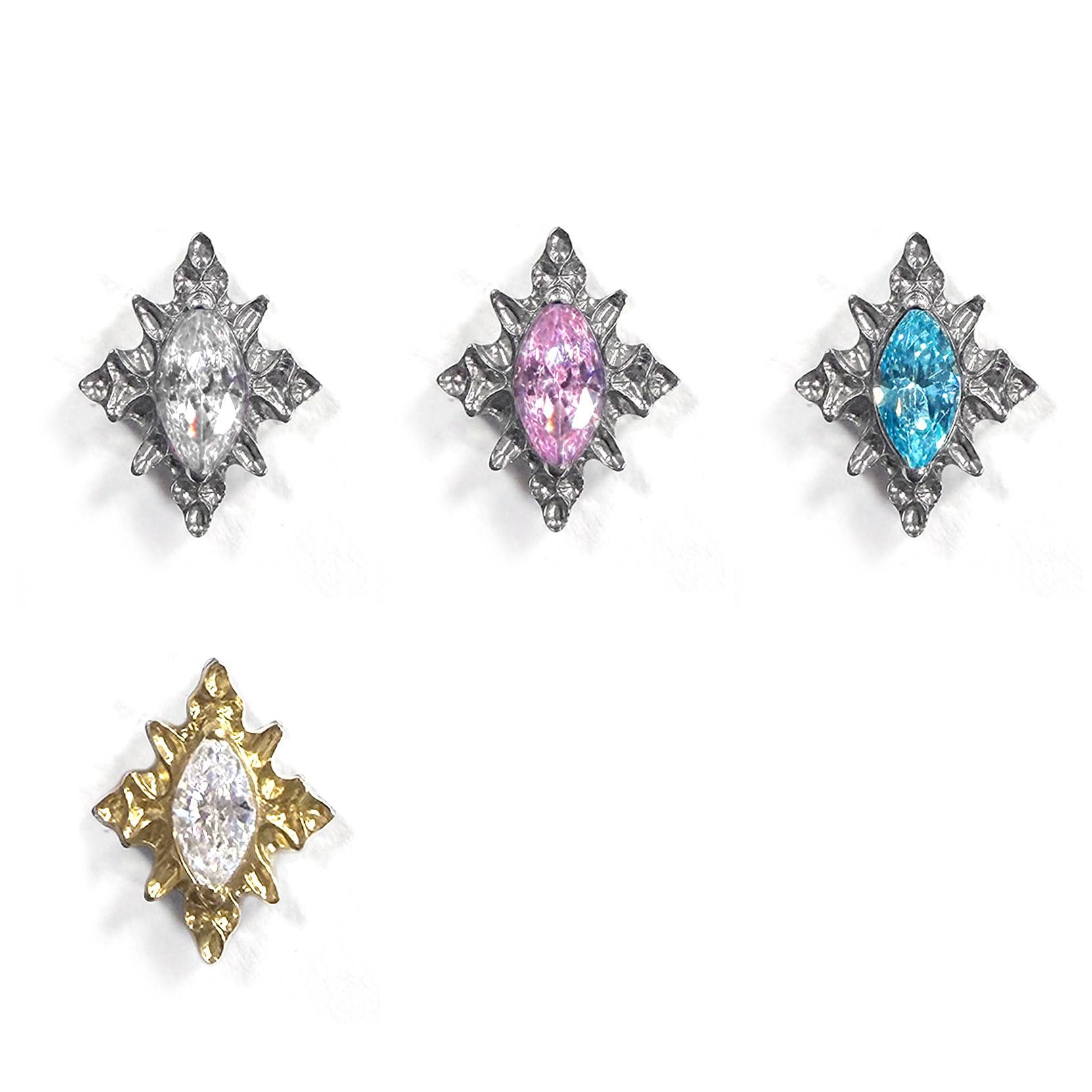 F136 Titanium Marquise Prism Ear Stud Helix Cartilage Piercing
